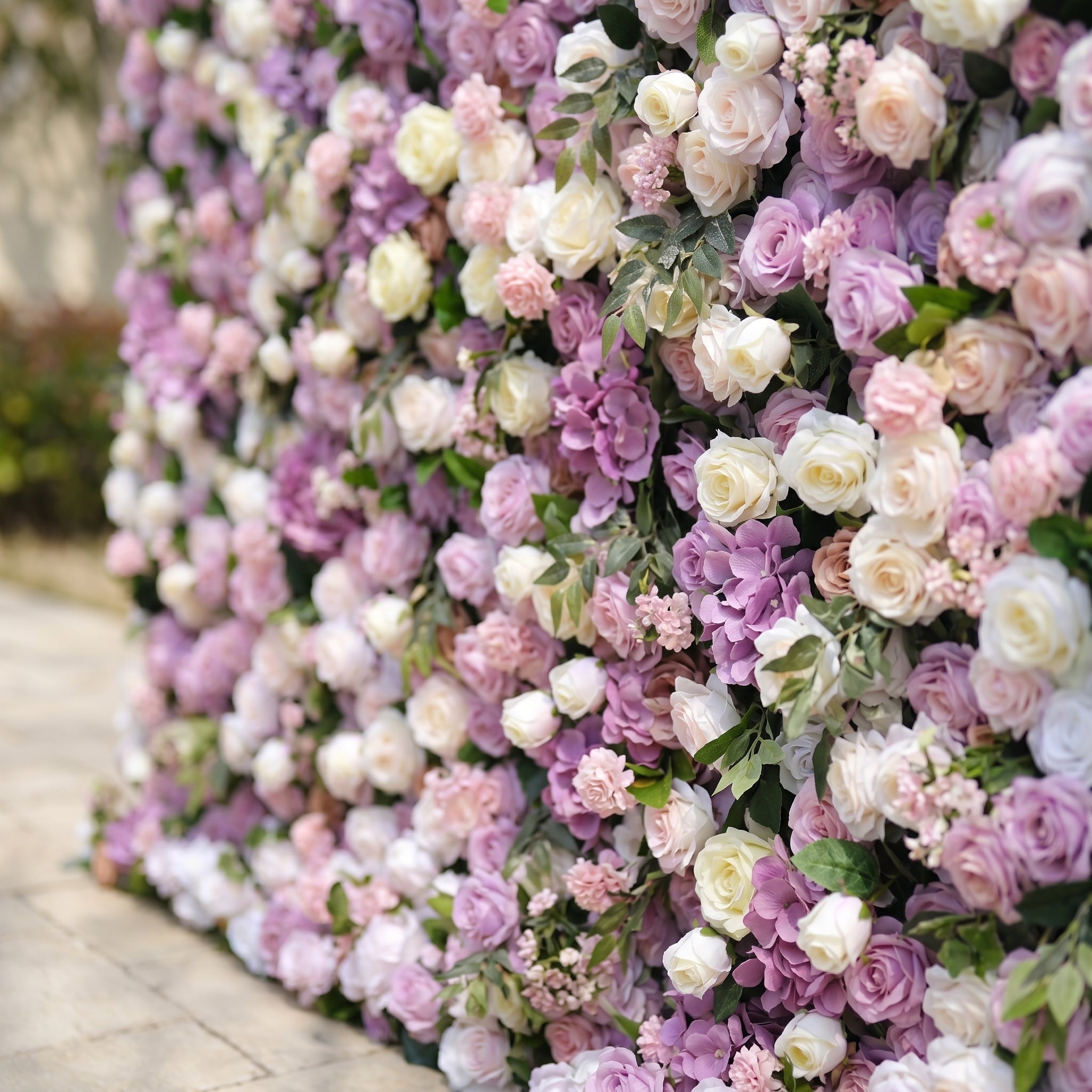 Mirenvia: Luxury 4D Dreamy Violet & Creamy White Silk Floral Wall Backdrop for Romantic Wedding Receptions Free Shipping