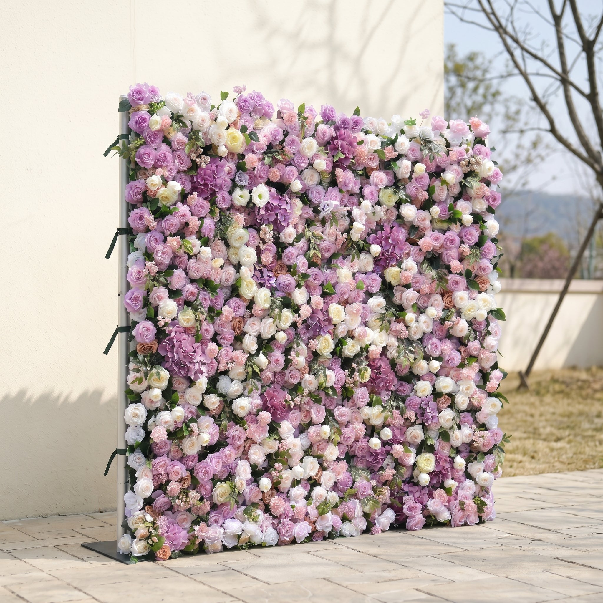 Mirenvia: Luxury 4D Dreamy Violet & Creamy White Silk Floral Wall Backdrop for Romantic Wedding Receptions Free Shipping