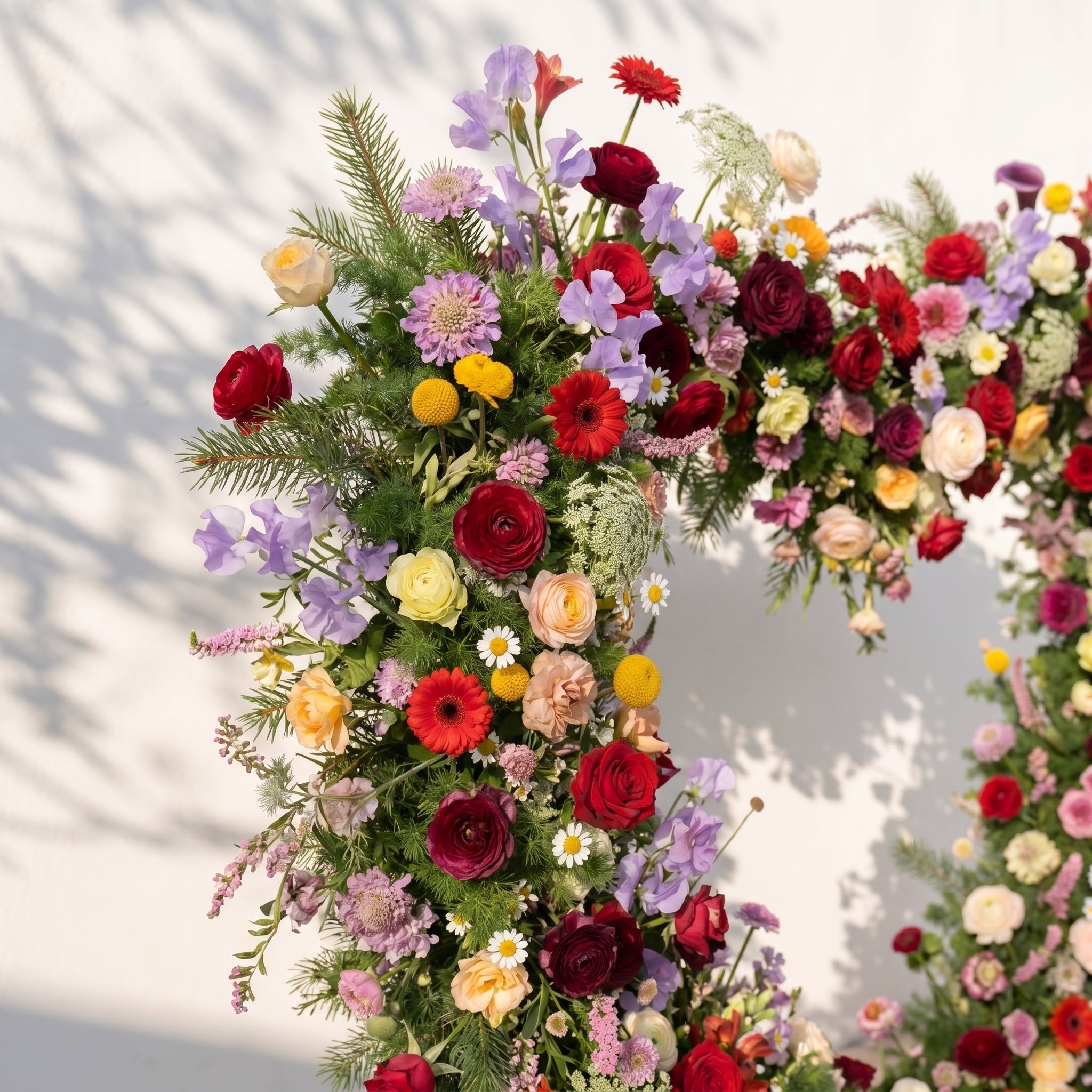 Mirmora: Heart-Shaped Multi-Color Mixed Floral Silk Flower Arch Floral Arrangement for Boho Weddings
