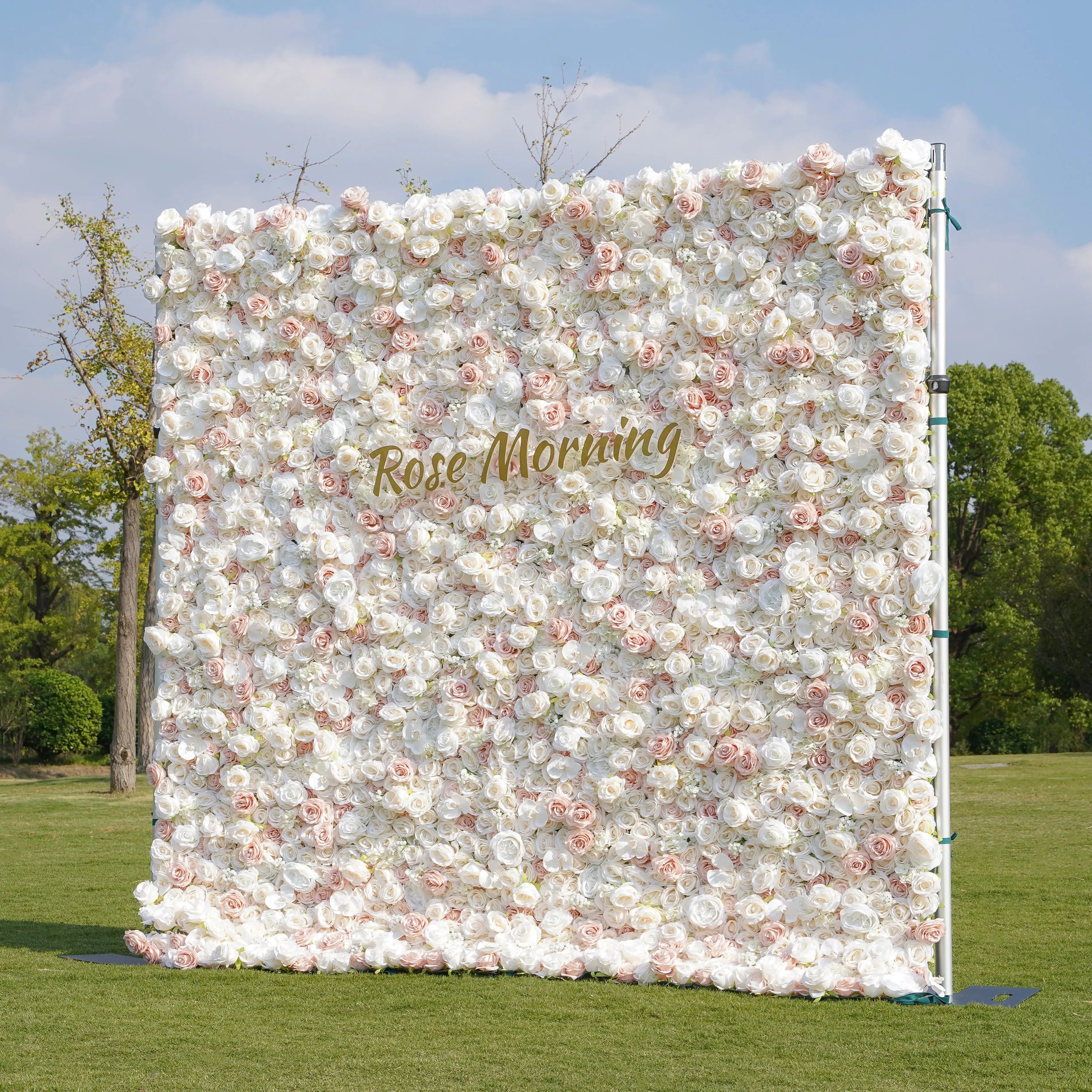Mischa：5D Fabric Artificial rolling up curtain flower wall Free Shipping