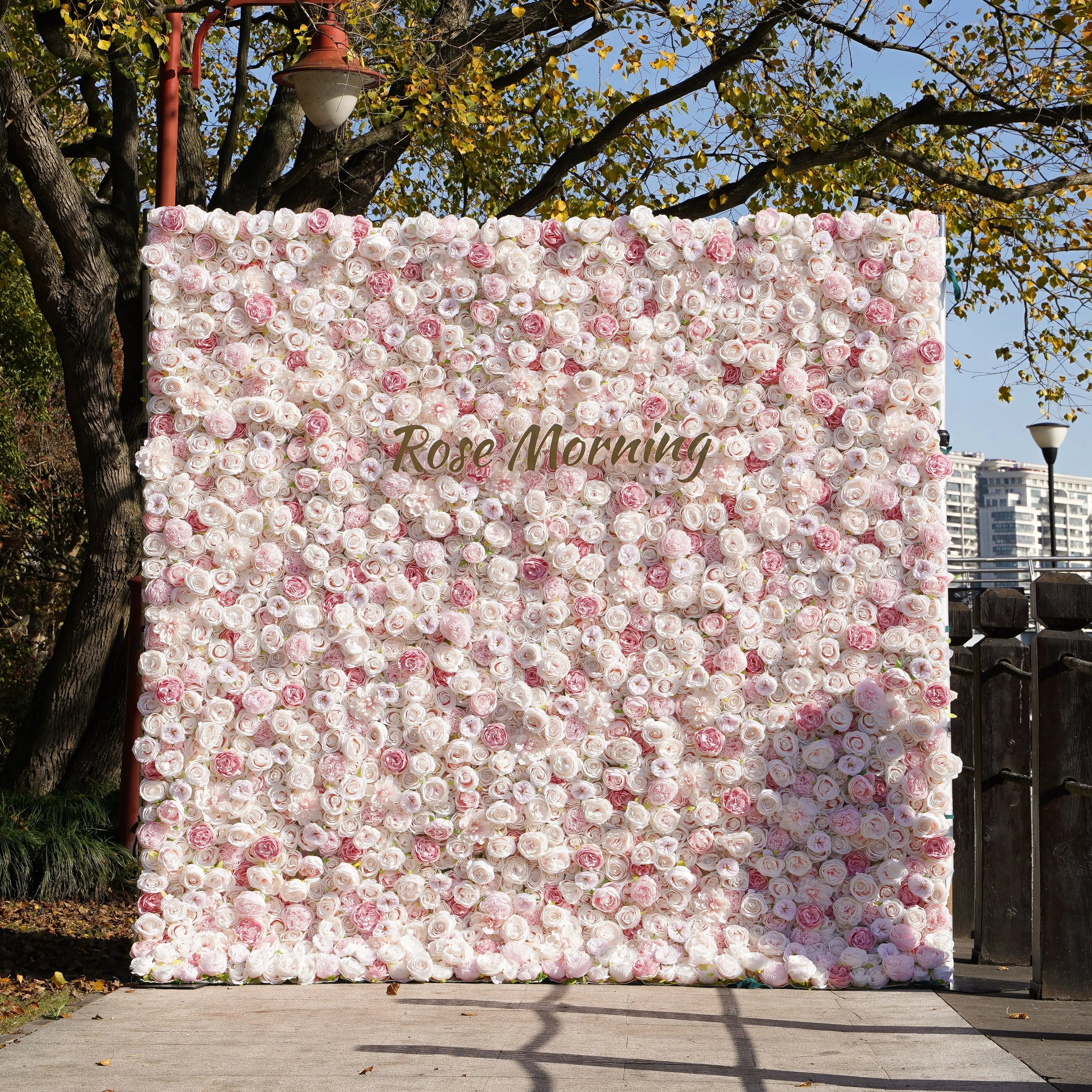 Miss Bella：3D Fabric Artificial rolling up curtain flower wall Free Shipping