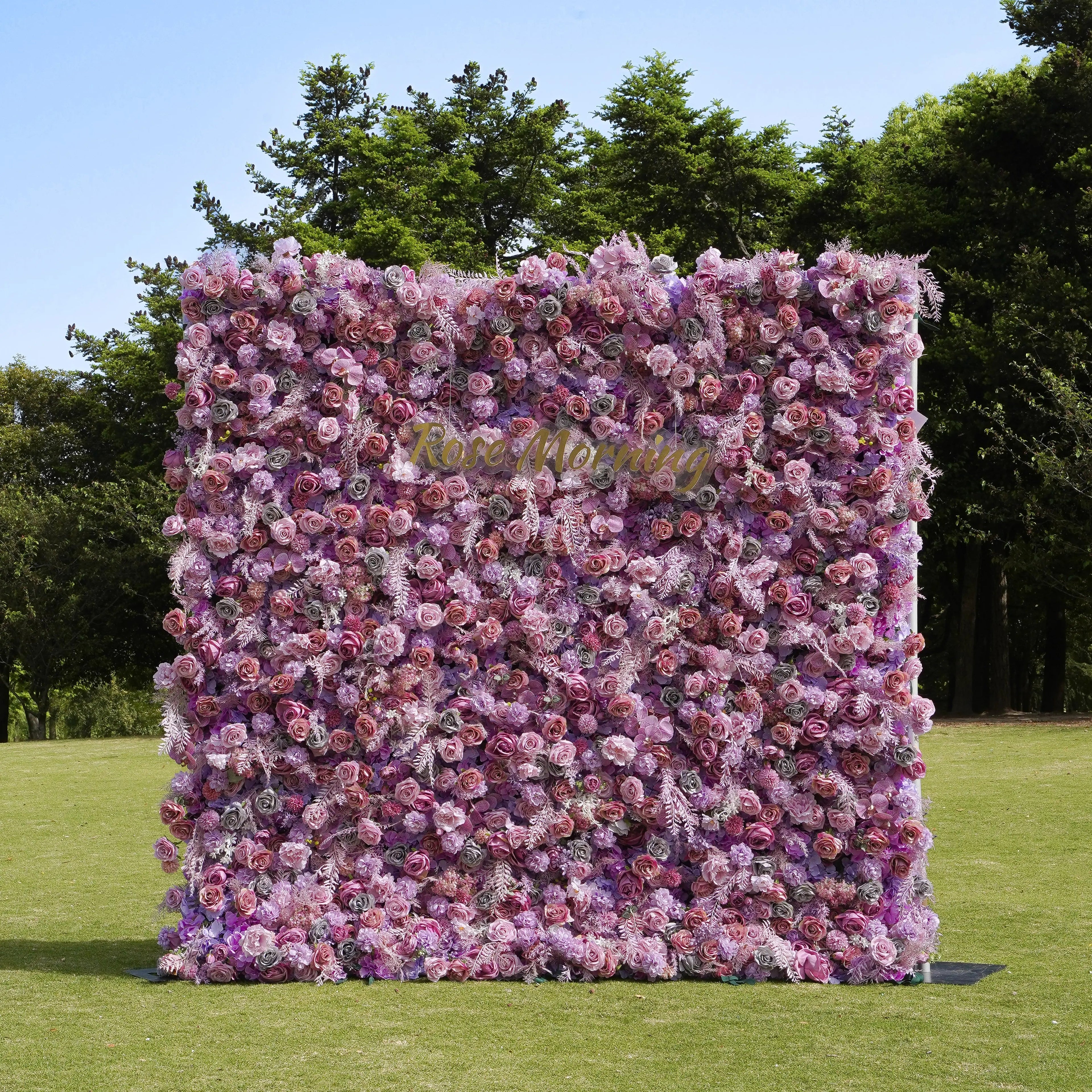 Monica：5D Fabric Artificial rolling up curtain flower wall Free Shipping