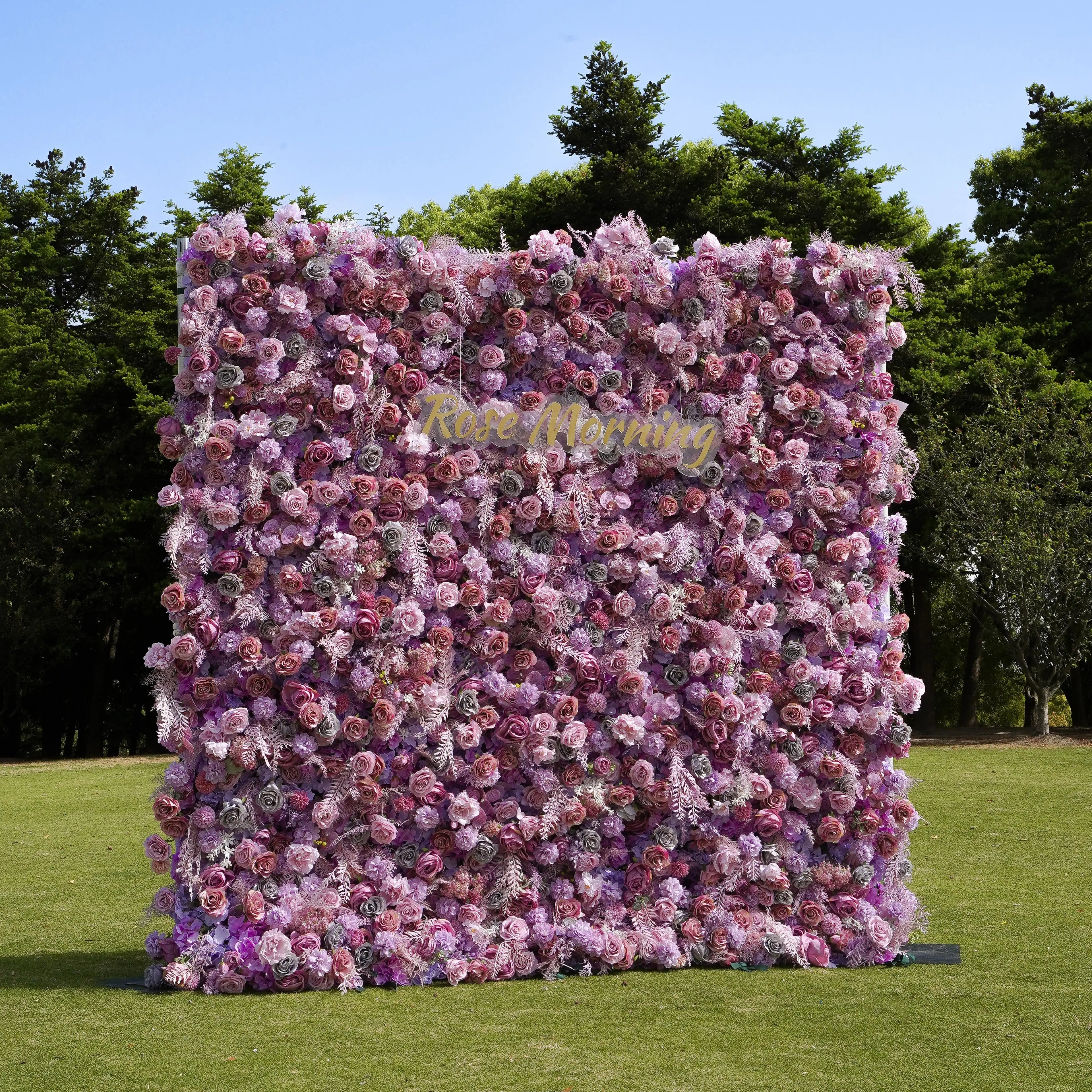 Monica：5D Fabric Artificial rolling up curtain flower wall Free Shipping