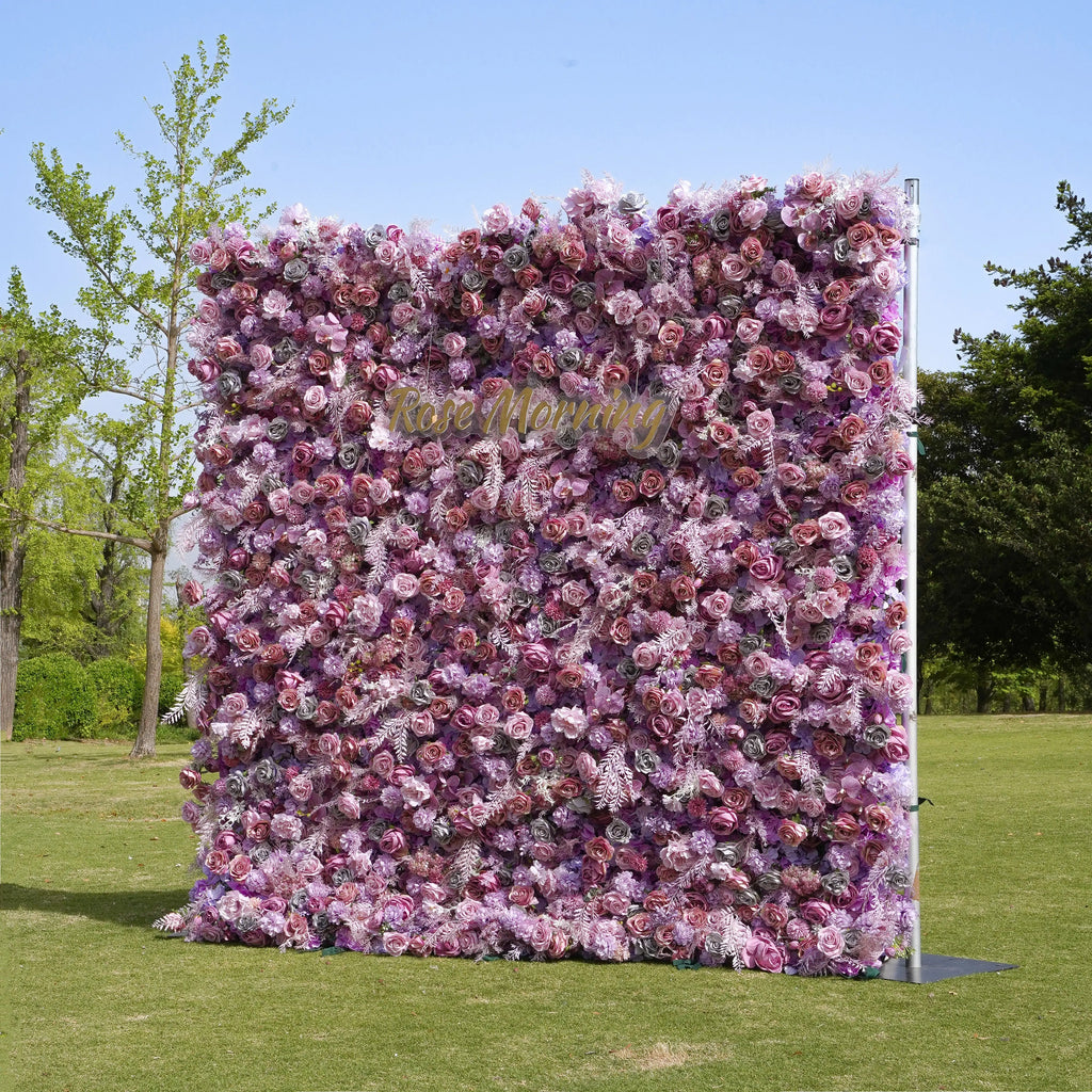 Monica：5D Fabric Artificial rolling up curtain flower wall Free Shipping