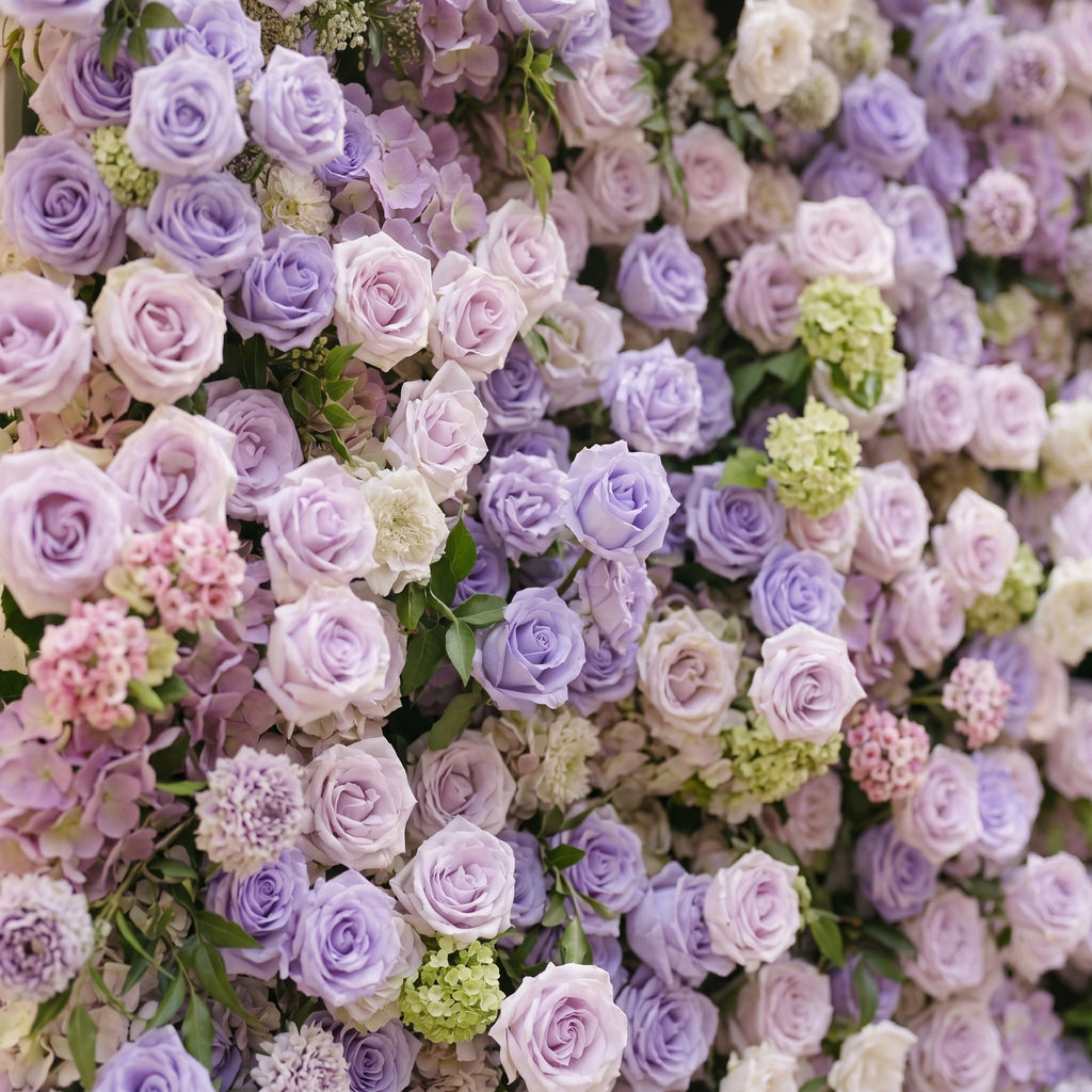 Morbelle:5D Lavender Purple Silk Rose Flower Wall Roll-Up Fabric Backdrop for Romantic Weddings & Proposals Free Shipping
