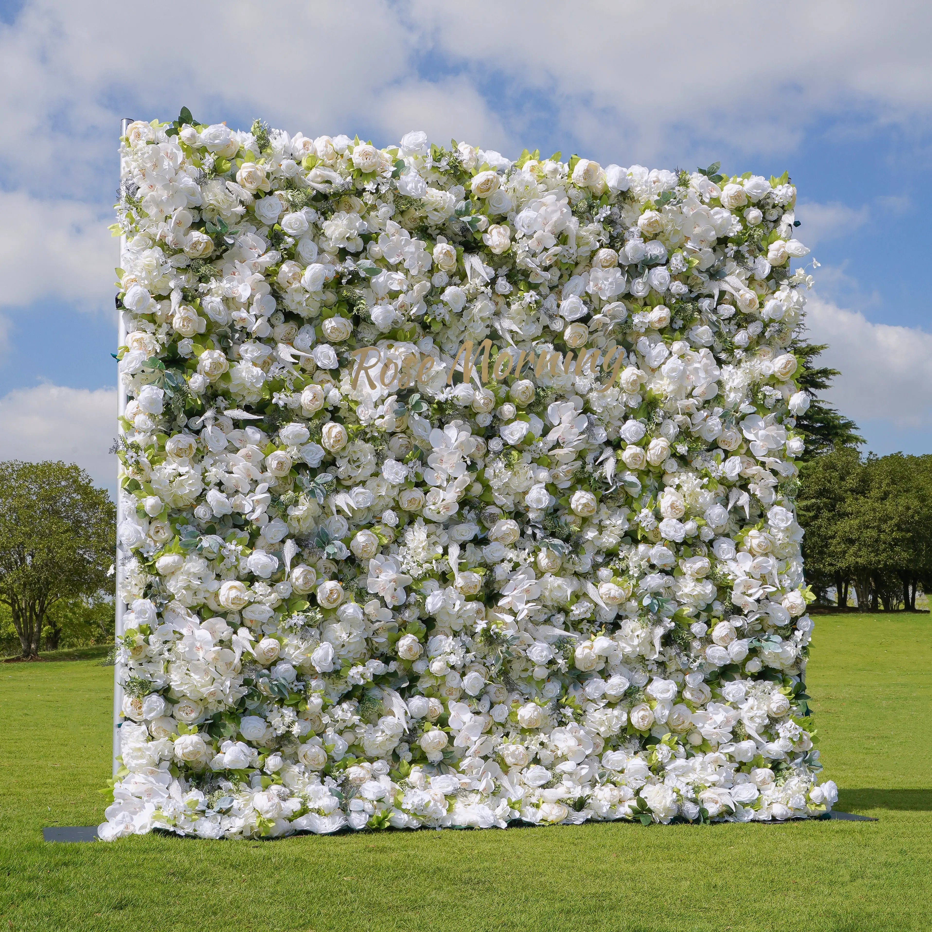 Morning：5D Fabric Artificial rolling up curtain flower wall Free Shipping