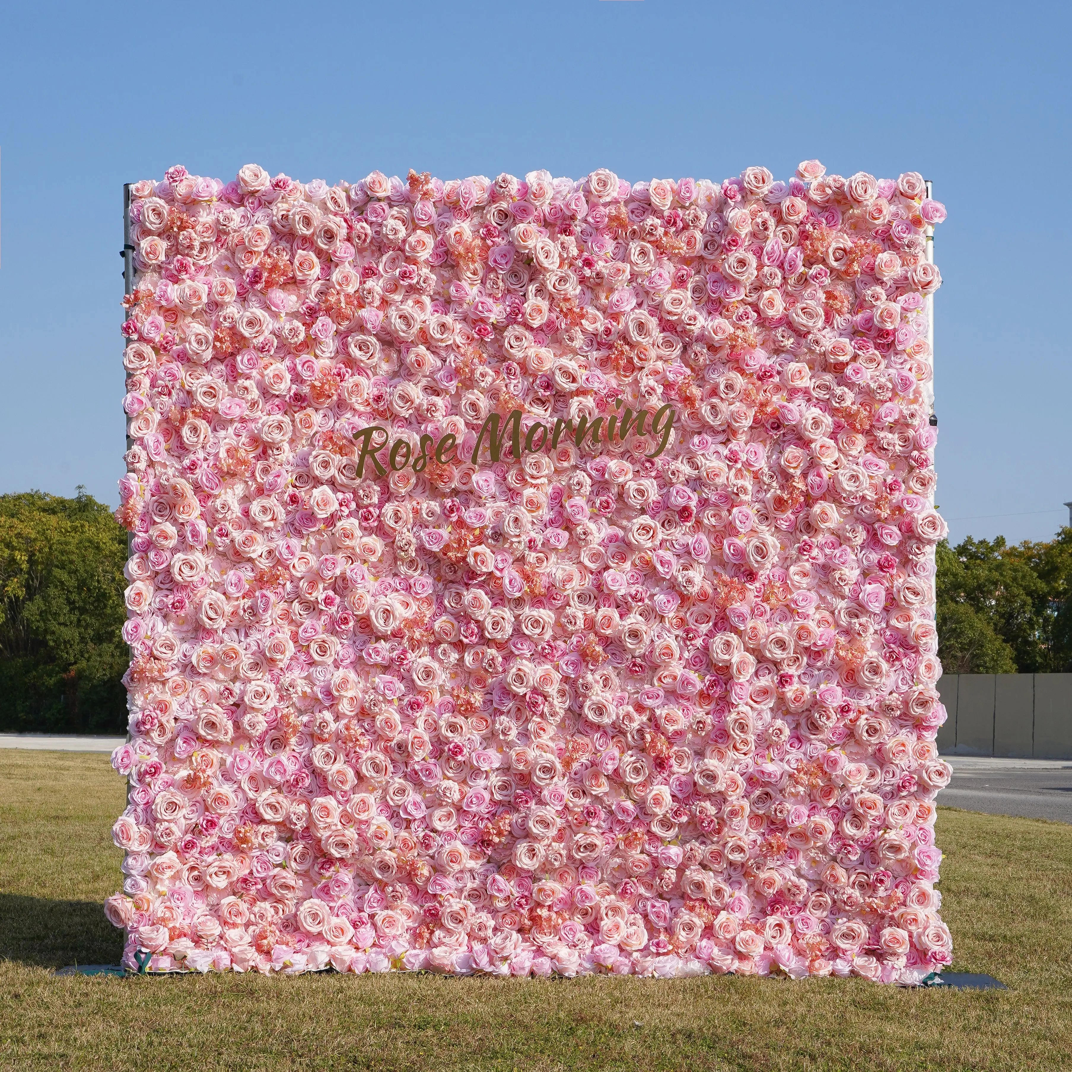 Nana：5D Fabric Artificial rolling up curtain flower wall Free Shipping