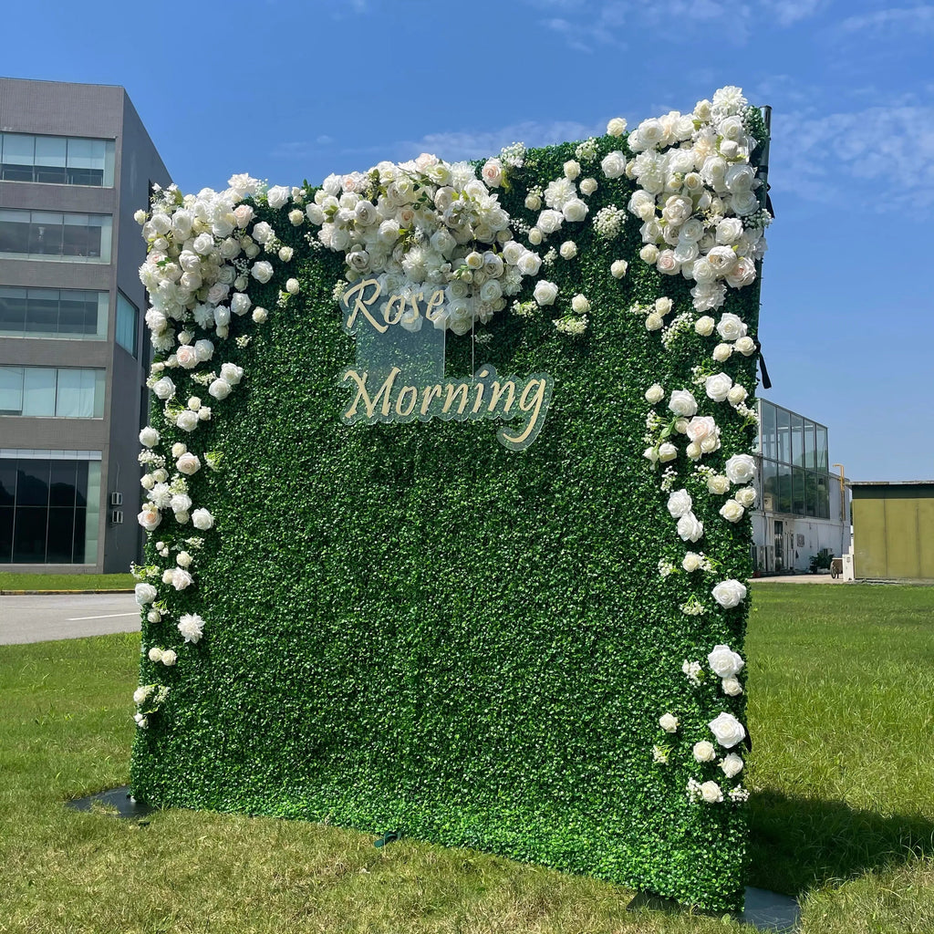Nat：4D Fabric Artificial rolling up curtain flower wall Free Shipping