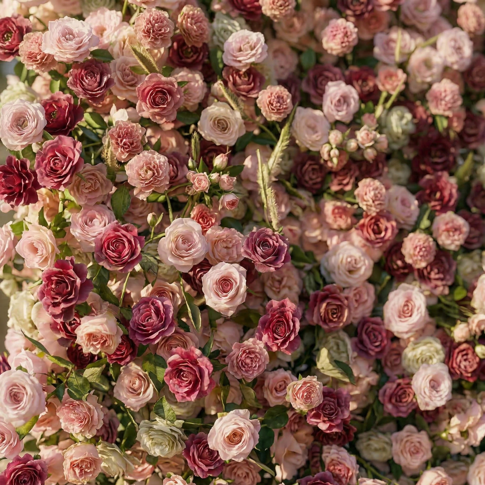 Nirex: 5D Berry & Pink Silk Rose Flower Wall Roll-Up Fabric Backdrop for Luxury Event Decor Free Shipping