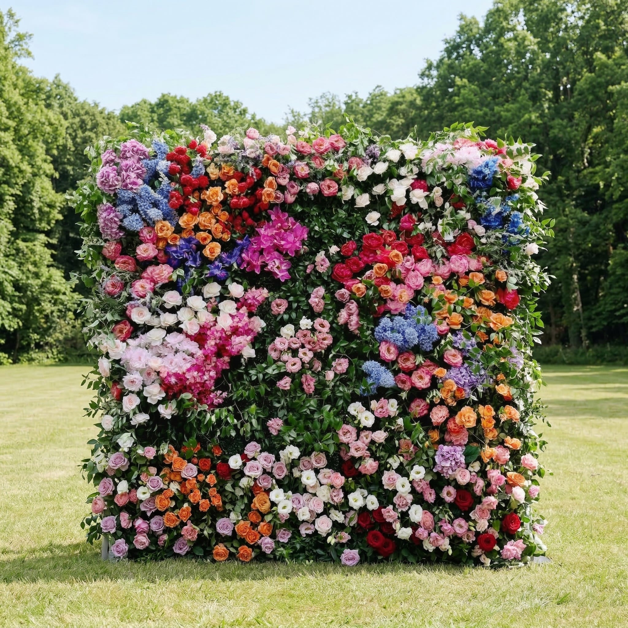 Noirae: 5D Wildflower Mix & Lush Greenery Silk Rose Flower Wall Roll-Up Fabric Backdrop for Garden Events Decor Free Shipping