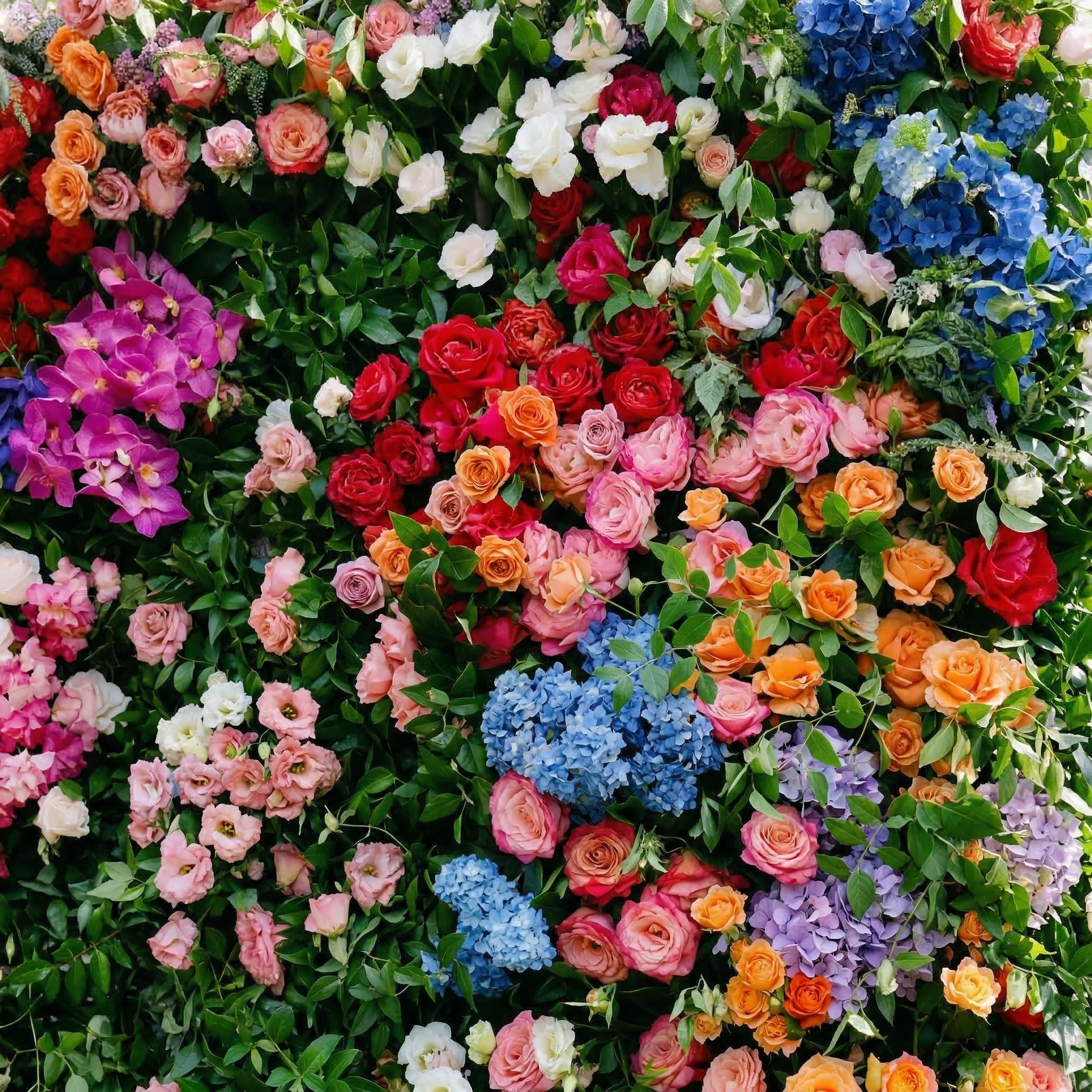 Noirae: 5D Wildflower Mix & Lush Greenery Silk Rose Flower Wall Roll-Up Fabric Backdrop for Garden Events Decor Free Shipping