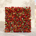 Novara: Luxury 5D Crimson Red & Vibrant Orange Silk Floral Wall Backdrop with Berry Accents for Autumn Weddings Free Shipping