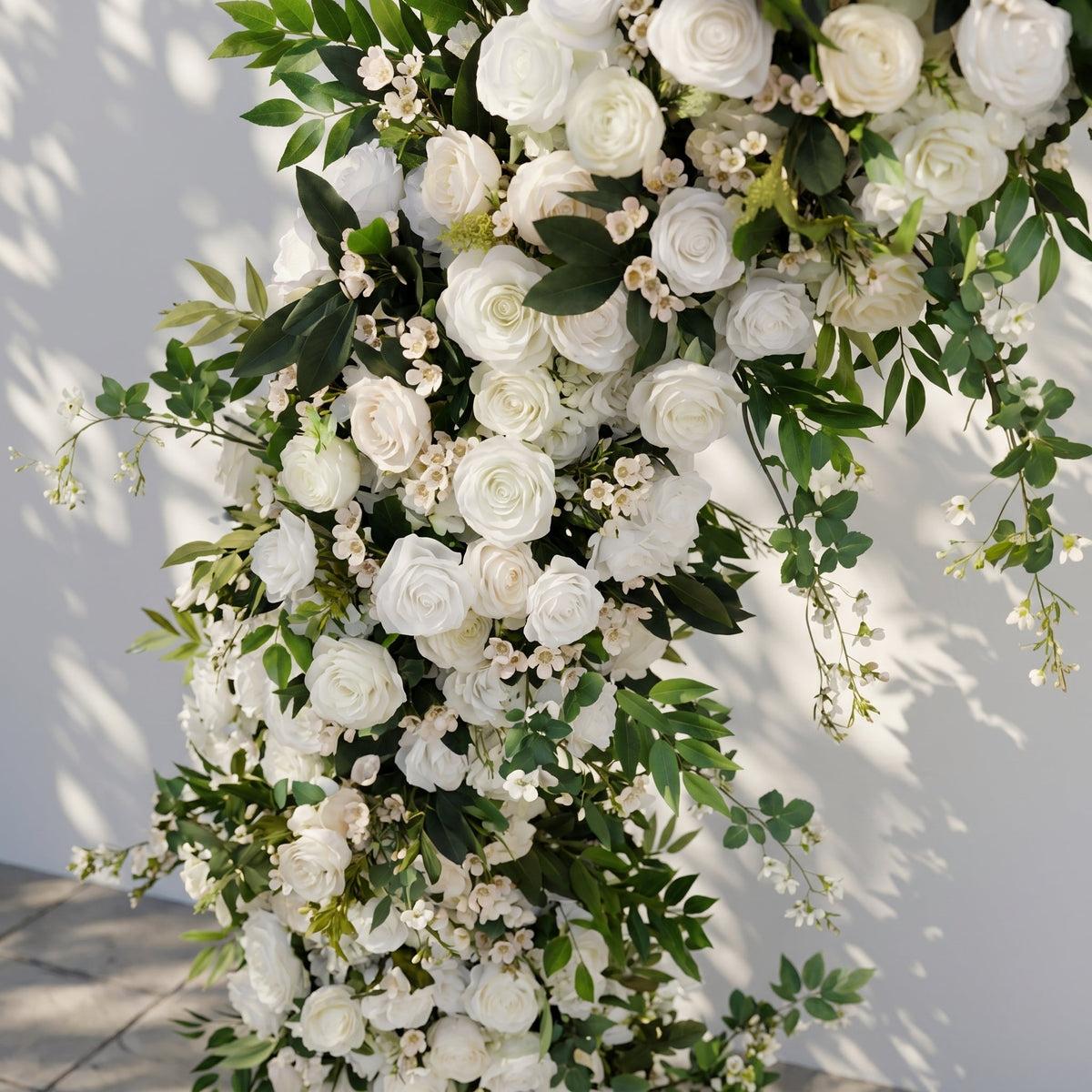 Novlora: Luxury White & Green Rose Arch Garden Style Flower arch with mixed color for Weddings&Events Decoration Incuding Frame