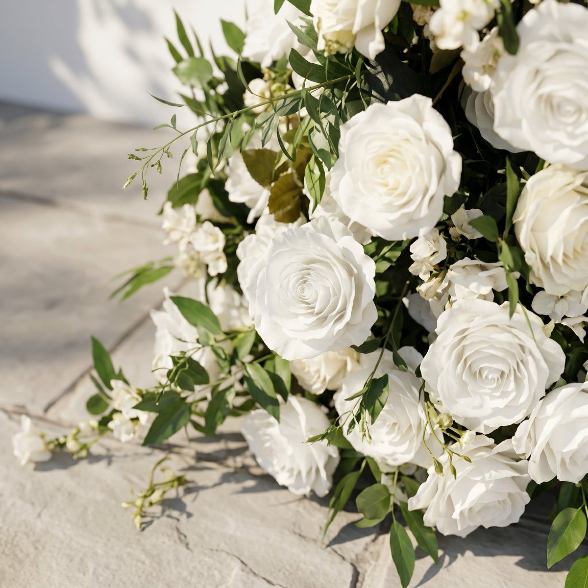 Novlora: Luxury White & Green Rose Arch Garden Style Flower arch with mixed color for Weddings&Events Decoration Incuding Frame
