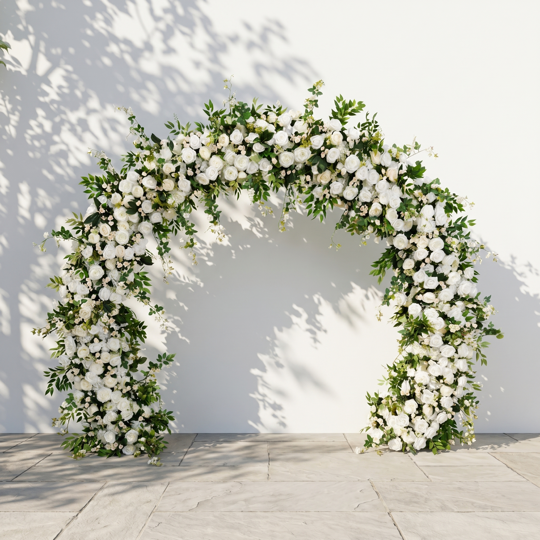 Novlora: Luxury White & Green Rose Arch Garden Style Flower arch with mixed color for Weddings&Events Decoration Incuding Frame