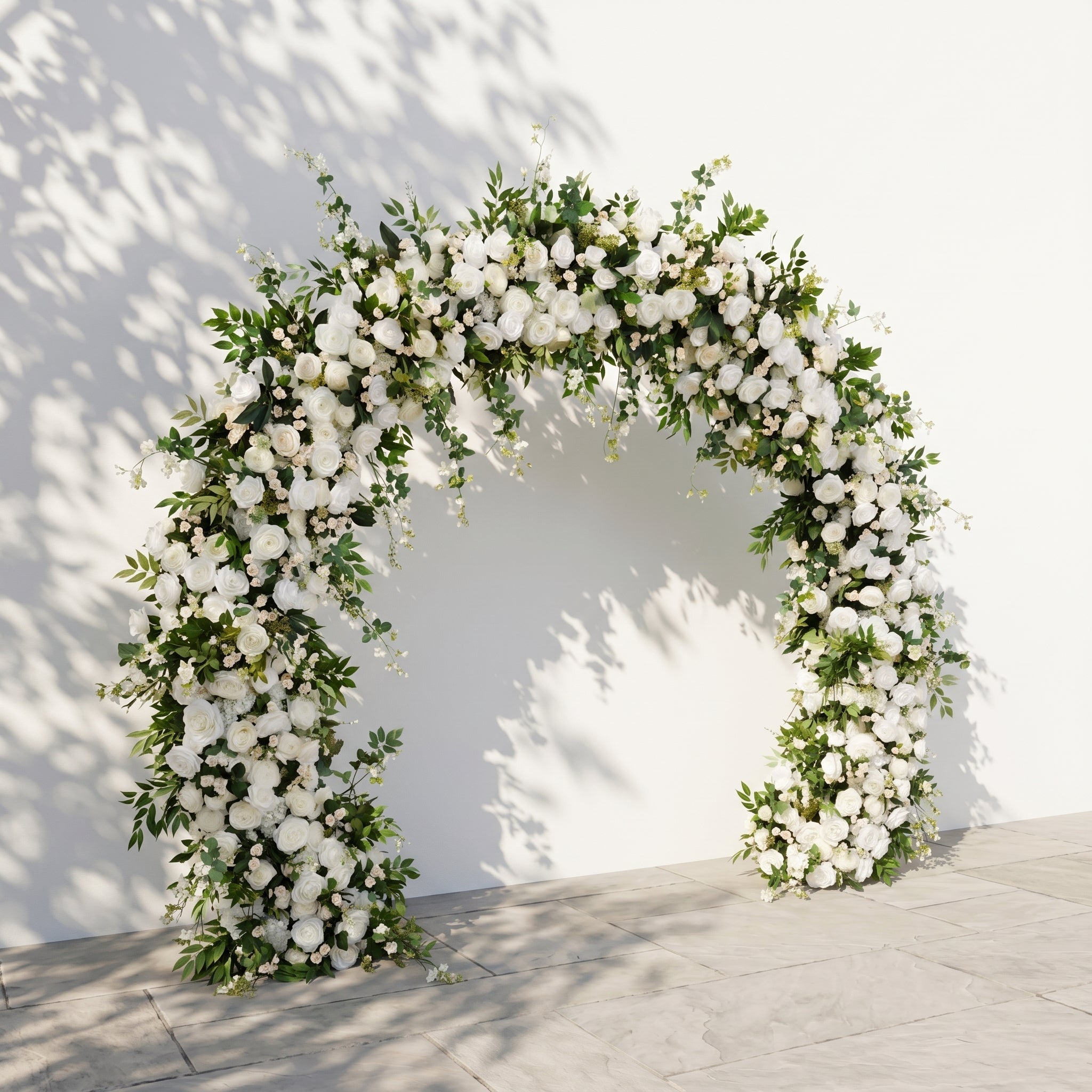 Novlora: Luxury White & Green Rose Arch Garden Style Flower arch with mixed color for Weddings&Events Decoration Incuding Frame