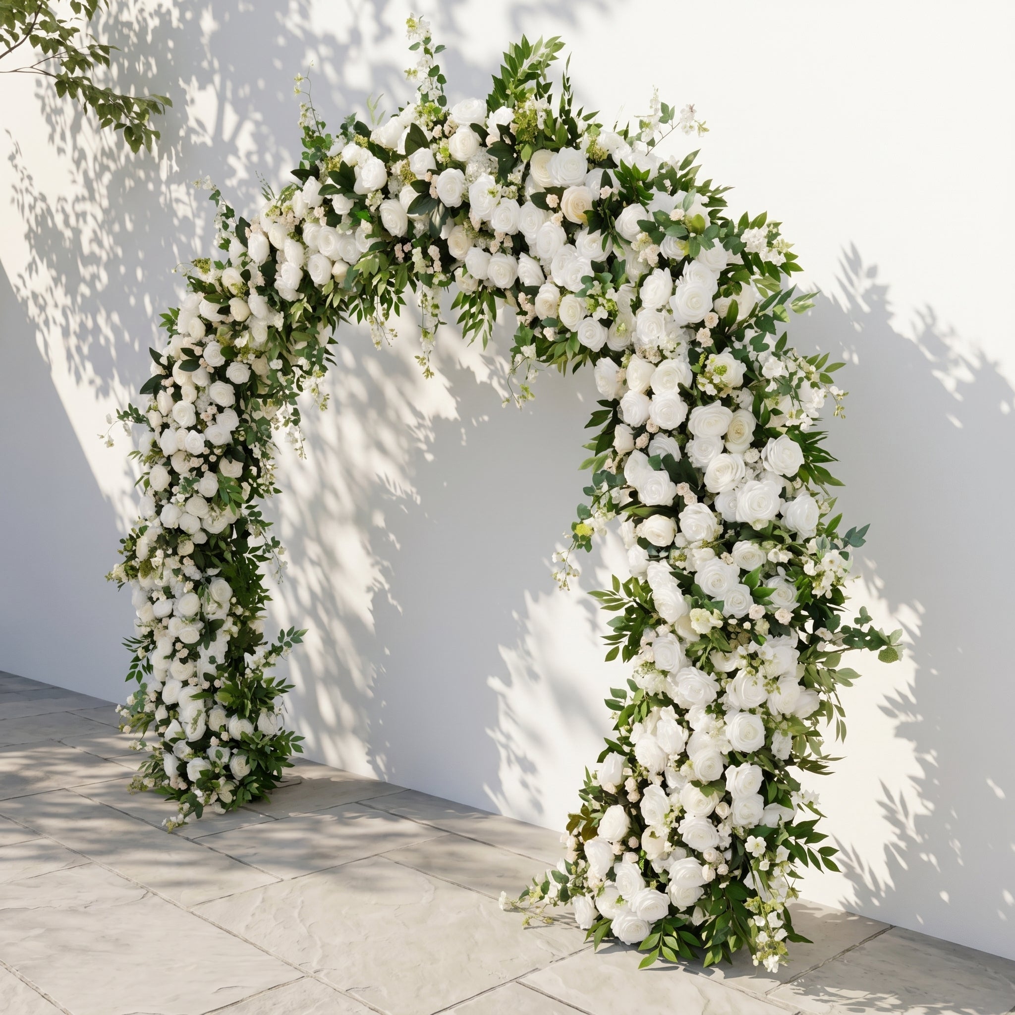 Novlora: Luxury White & Green Rose Arch Garden Style Flower arch with mixed color for Weddings&Events Decoration Incuding Frame
