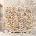 Novmora:5D Neutral Warm Cream Peach & Blush Pink Silk Rose Flower Wall Roll-Up Fabric Backdrop for Romantic Weddings & Proposals Free Shipping