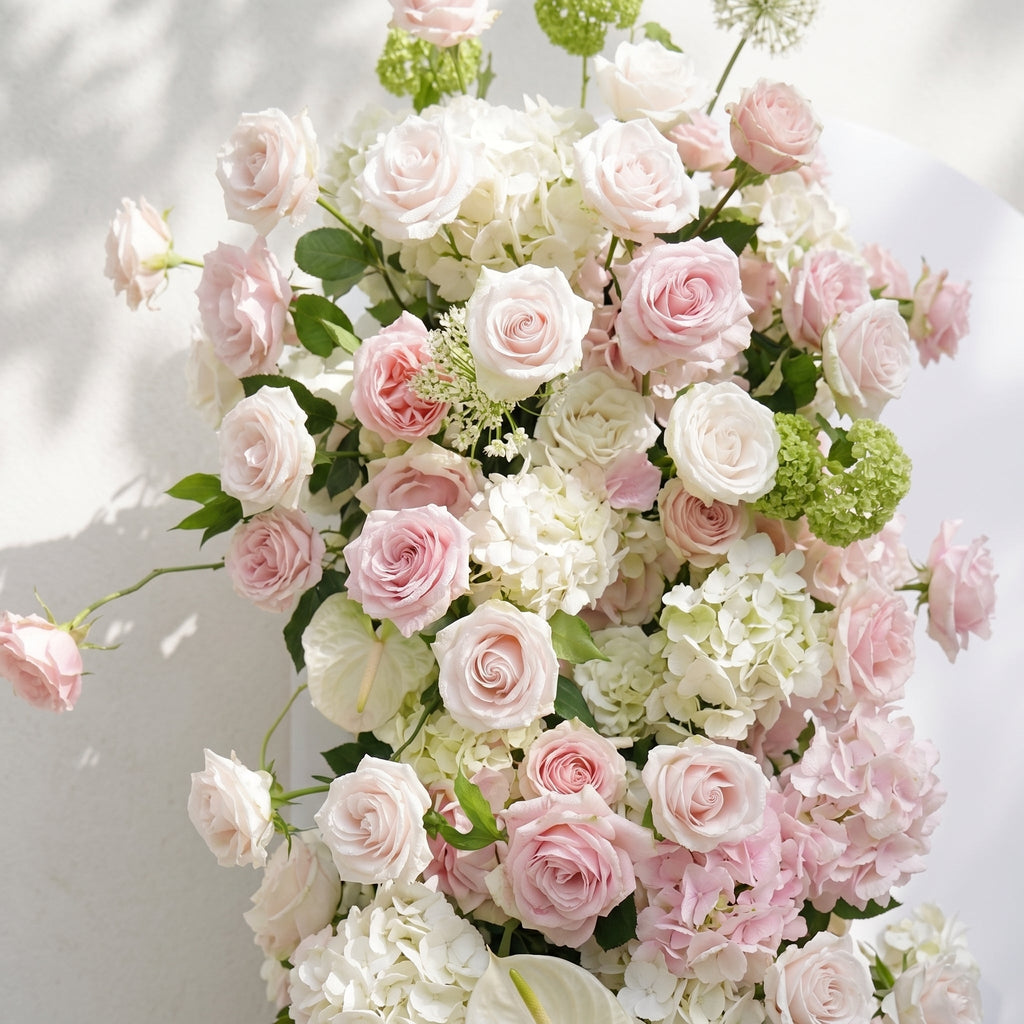 Pink White Rose Calla Lily Wedding Background Arch KT Backdrop Decorative Flower Row Excludes Frame