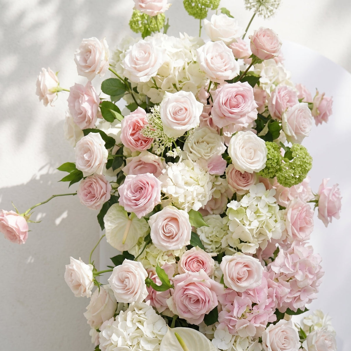 Pink White Rose Calla Lily Wedding Background Arch KT Backdrop Decorative Flower Row Excludes Frame