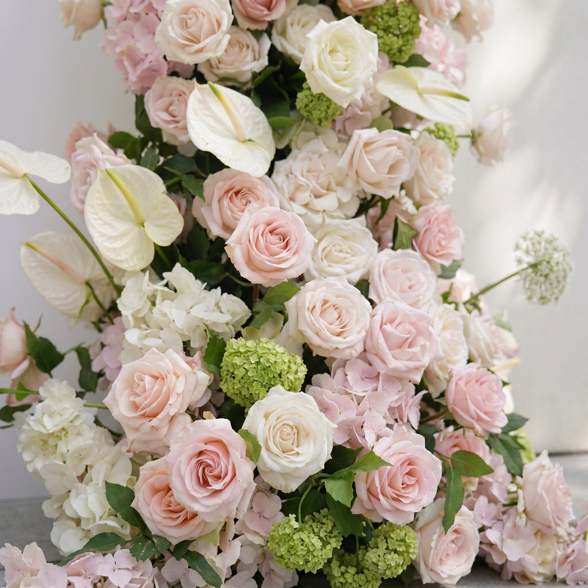 Pink White Rose Calla Lily Wedding Background Arch KT Backdrop Decorative Flower Row Excludes Frame