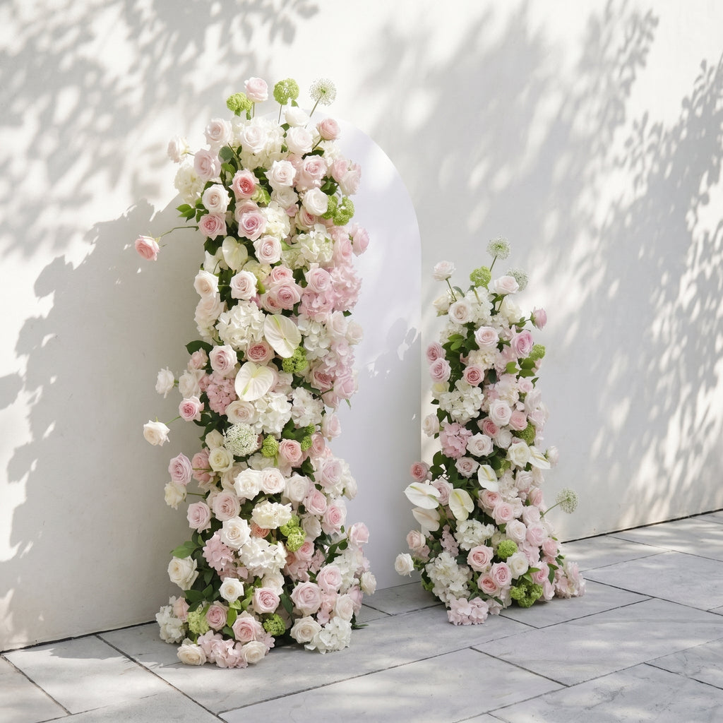 Pink White Rose Calla Lily Wedding Background Arch KT Backdrop Decorative Flower Row Excludes Frame