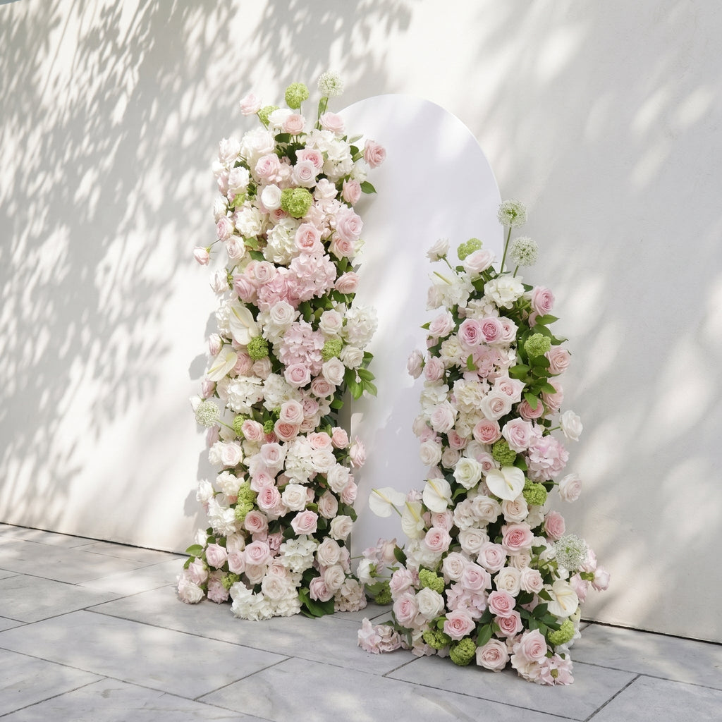 Pink White Rose Calla Lily Wedding Background Arch KT Backdrop Decorative Flower Row Excludes Frame