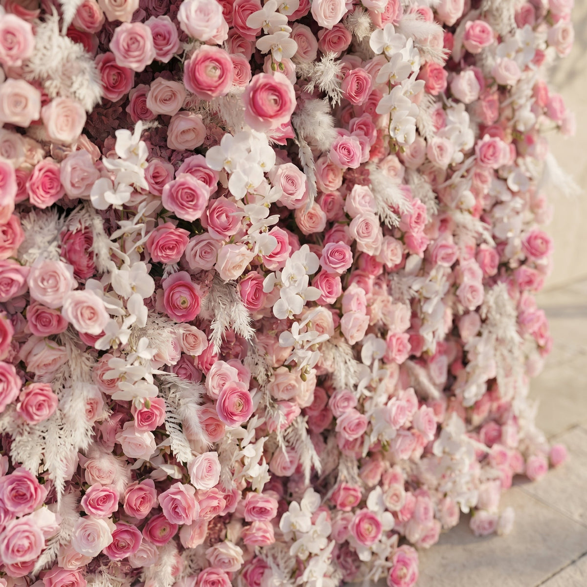 Nylenna:Luxury 5D Ombre Hot Pink & Blush Silk Floral Wall Roll-Up Backdrop for Vibrant Romantic Weddings Free Shipping