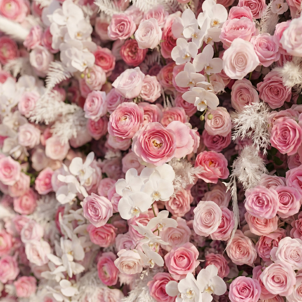 Nylenna:Luxury 5D Ombre Hot Pink & Blush Silk Floral Wall Roll-Up Backdrop for Vibrant Romantic Weddings Free Shipping