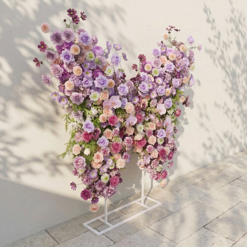 Nyvra: Dreamy Lavender & Purple Butterfly-Shaped Artificial Floral Wall for Garden Wedding & Event Free Shipping