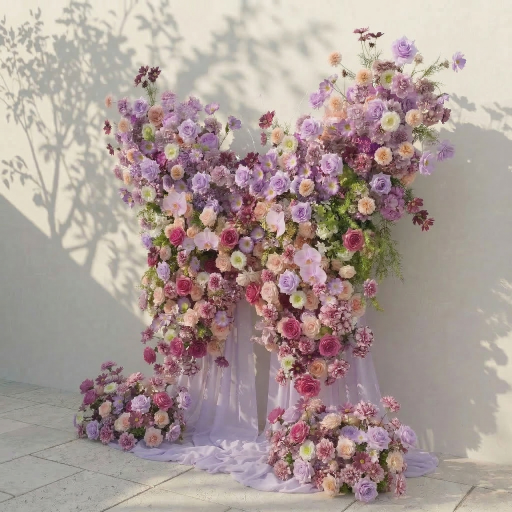 Nyvra: Dreamy Lavender & Purple Butterfly-Shaped Artificial Floral Wall for Garden Wedding & Event Free Shipping