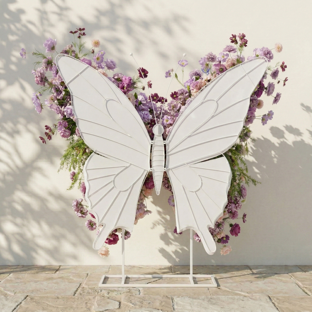 Nyvra: Dreamy Lavender & Purple Butterfly-Shaped Artificial Floral Wall for Garden Wedding & Event Free Shipping