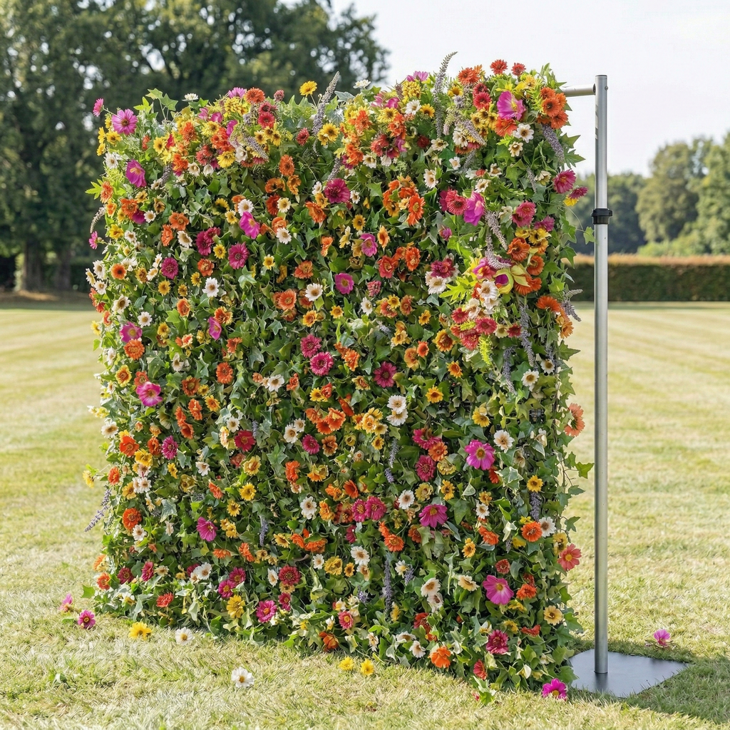 Odette: 5D Multi-Color Wildflower Silk Floral Wall Roll-Up Fabric Backdrop for Natural Garden Weddings & Parties Free Shipping