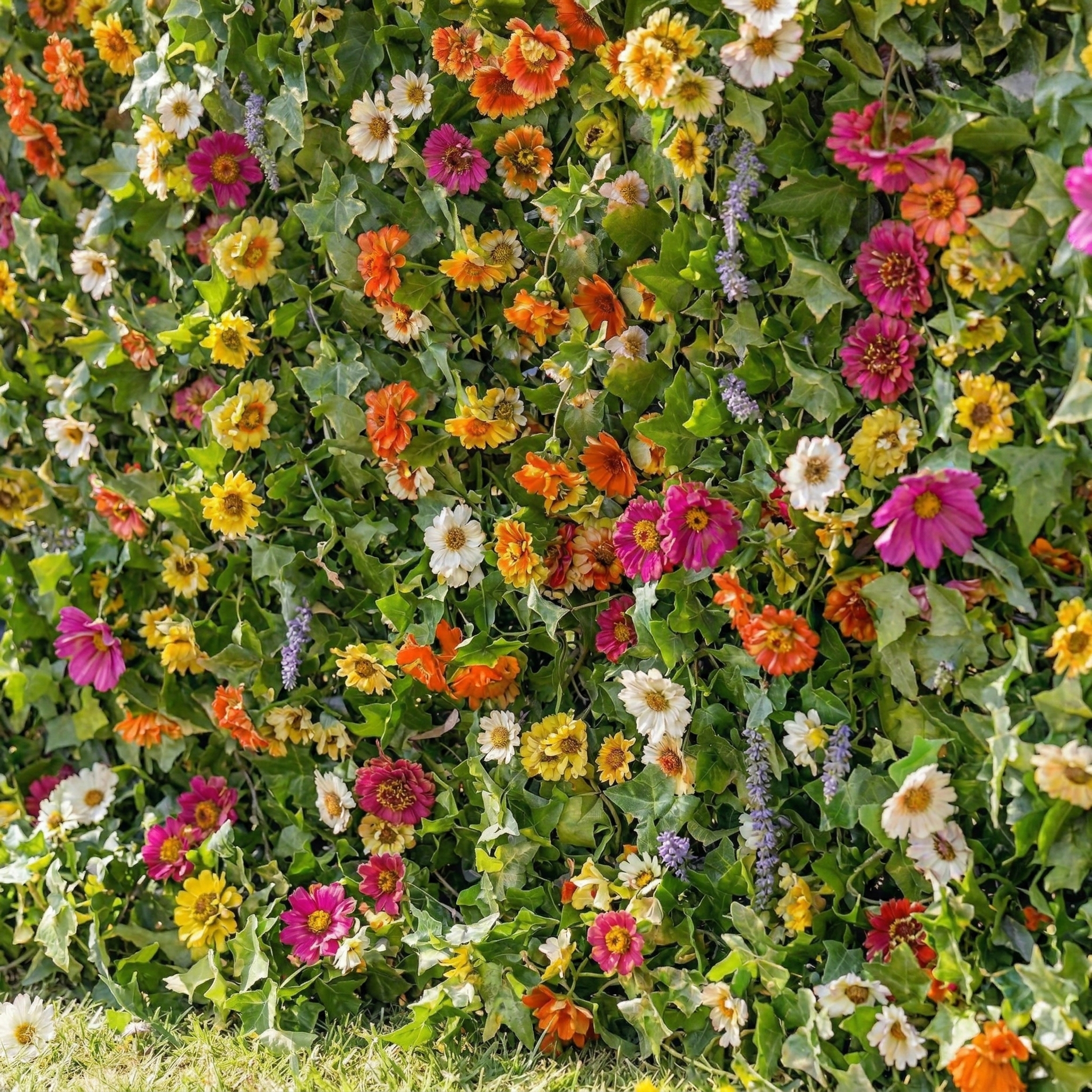 Odette: 5D Multi-Color Wildflower Silk Floral Wall Roll-Up Fabric Backdrop for Natural Garden Weddings & Parties Free Shipping