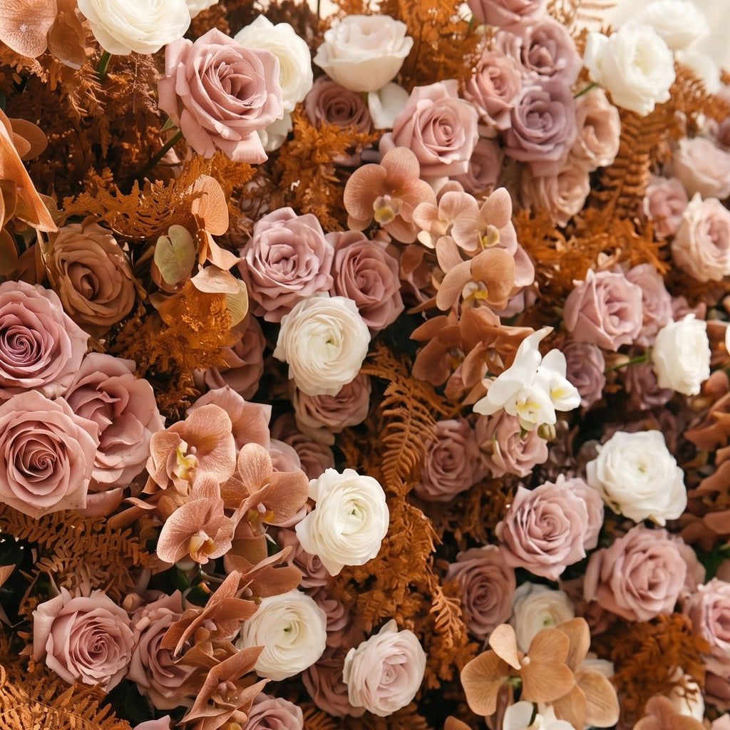 Orelloria:Luxury 5D Terracotta & Dusty Rose Silk Floral Wall Roll-Up Backdrop for Rustic Fall Weddings Free Shipping