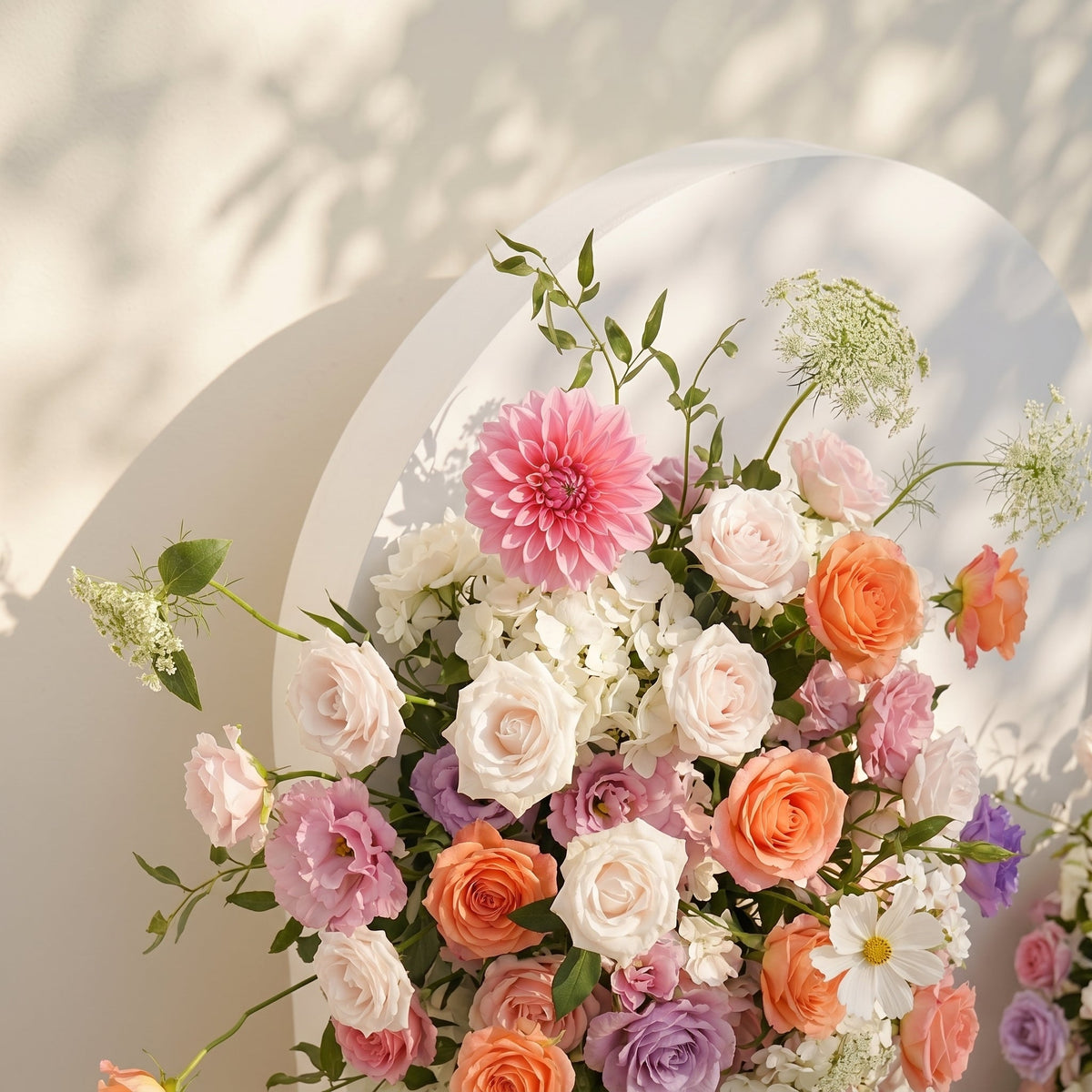 Mixed Color Rose Dahlia Wedding Background Arch KT Backdrop Decorative Flower Row Excludes Frame