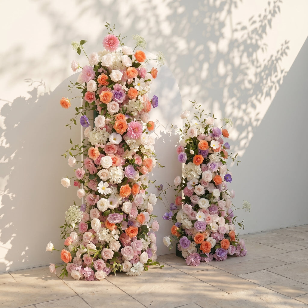 Mixed Color Rose Dahlia Wedding Background Arch KT Backdrop Decorative Flower Row Excludes Frame