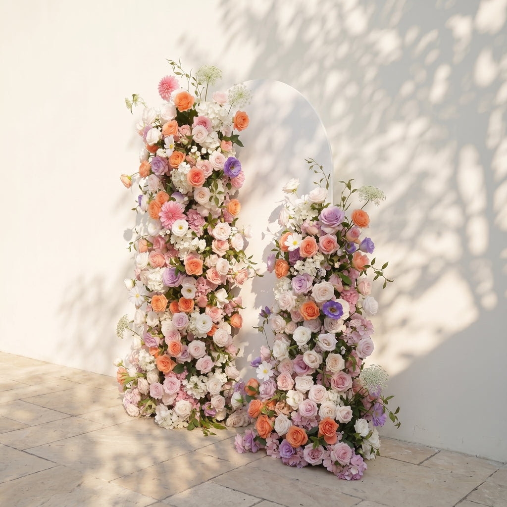 Mixed Color Rose Dahlia Wedding Background Arch KT Backdrop Decorative Flower Row Excludes Frame