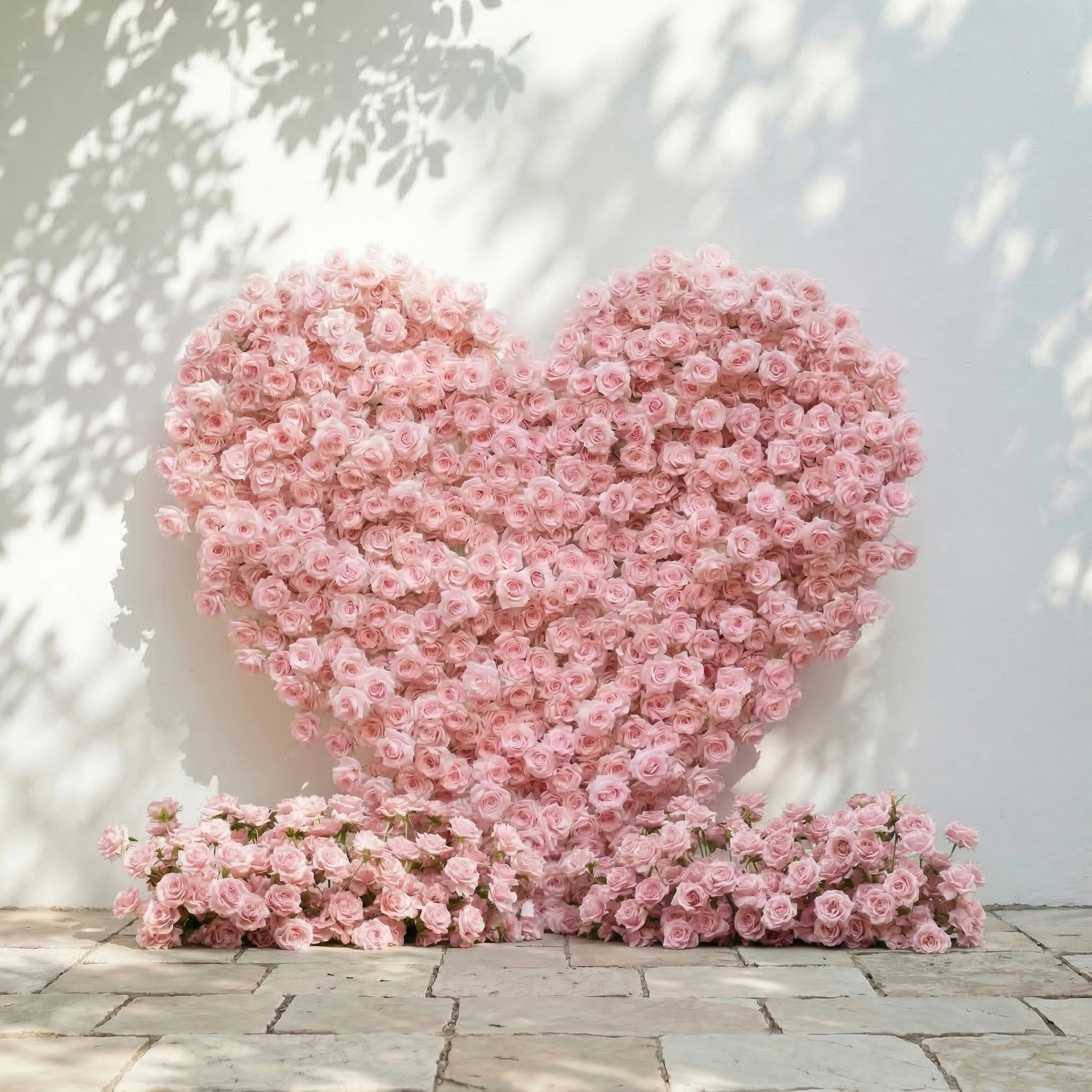 Orelune: 3D Ethereal Blush Pink Heart-Shaped Artificial Floral Backdrop for Romantic Wedding & Proposal Free Shipping