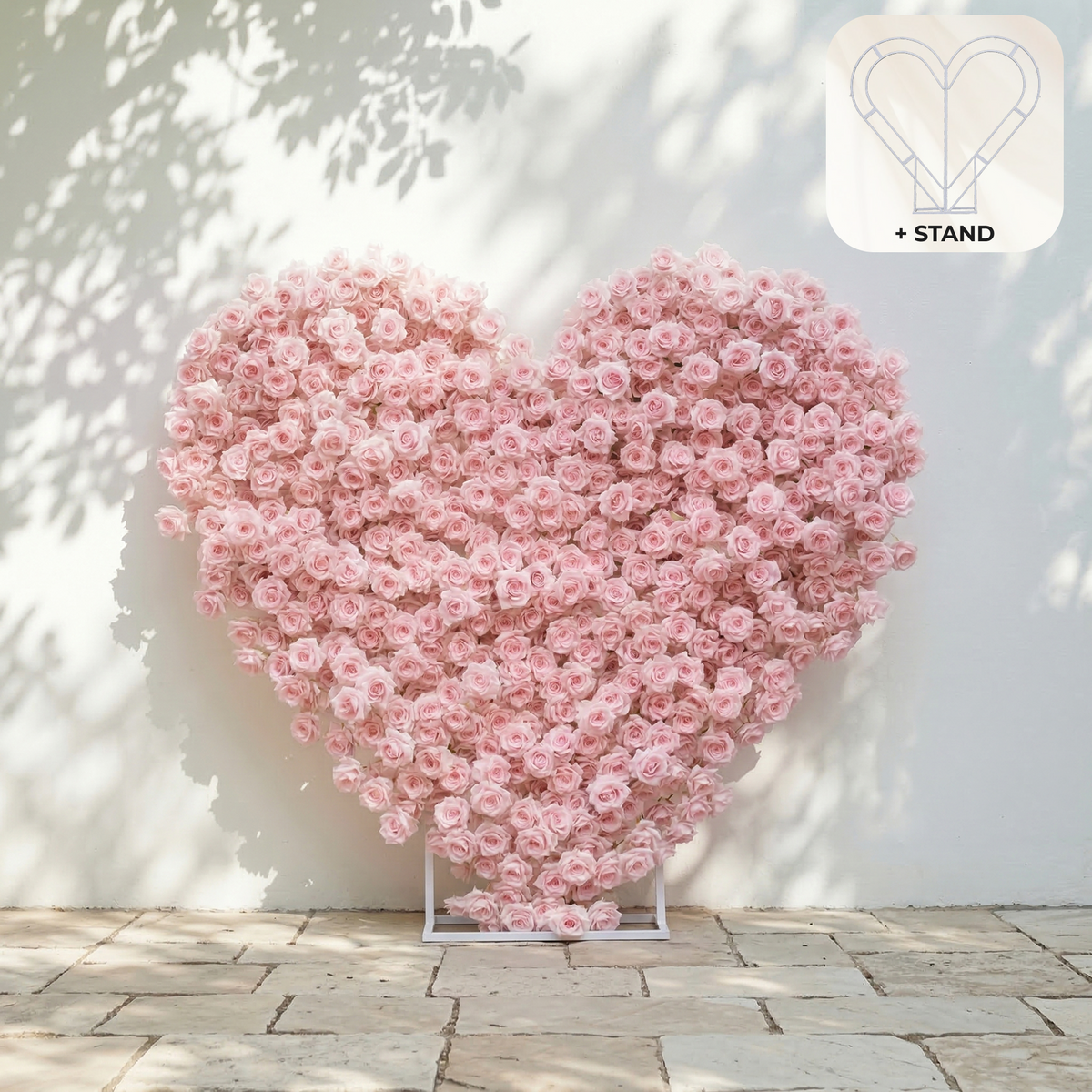 Orelune: 3D Ethereal Blush Pink Heart-Shaped Artificial Floral Backdrop for Romantic Wedding & Proposal Free Shipping