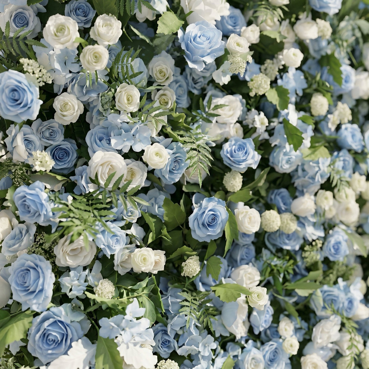 Orelvia:New Luxury 5D Blue&White roses Flower wall with Greenery for Wedding&Event Decor orelvia detail 1