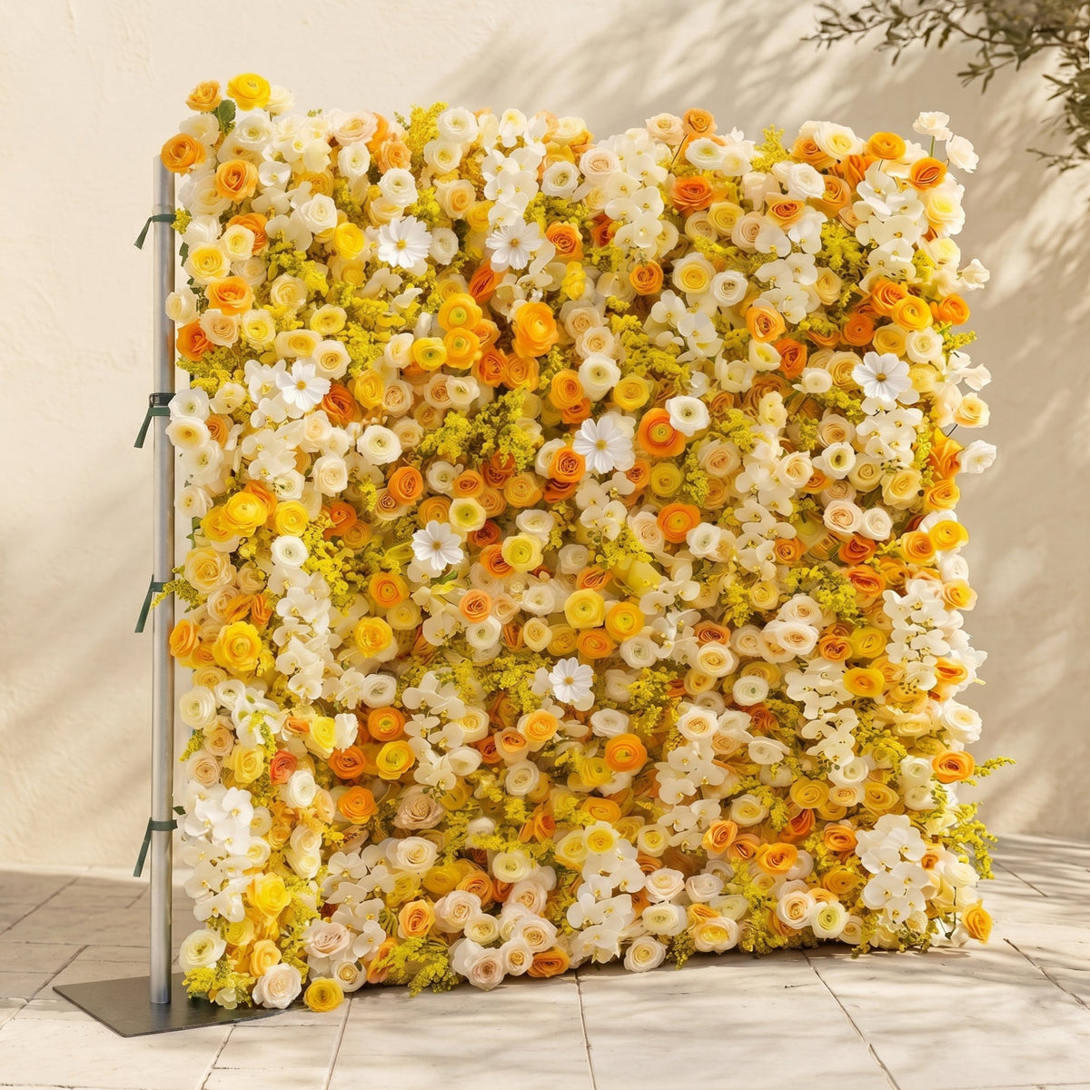 Palorae: Luxury 5D Sunshine Yellow & Cream White Silk Floral Wall Backdrop for Vibrant Summer Weddings Free Shipping