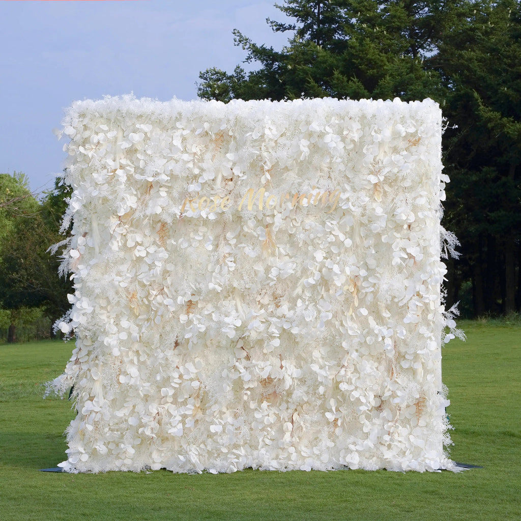 Pampas：5D Grey Pampas Grass Fabric Artificial rolling up curtain flower wall Free Shipping