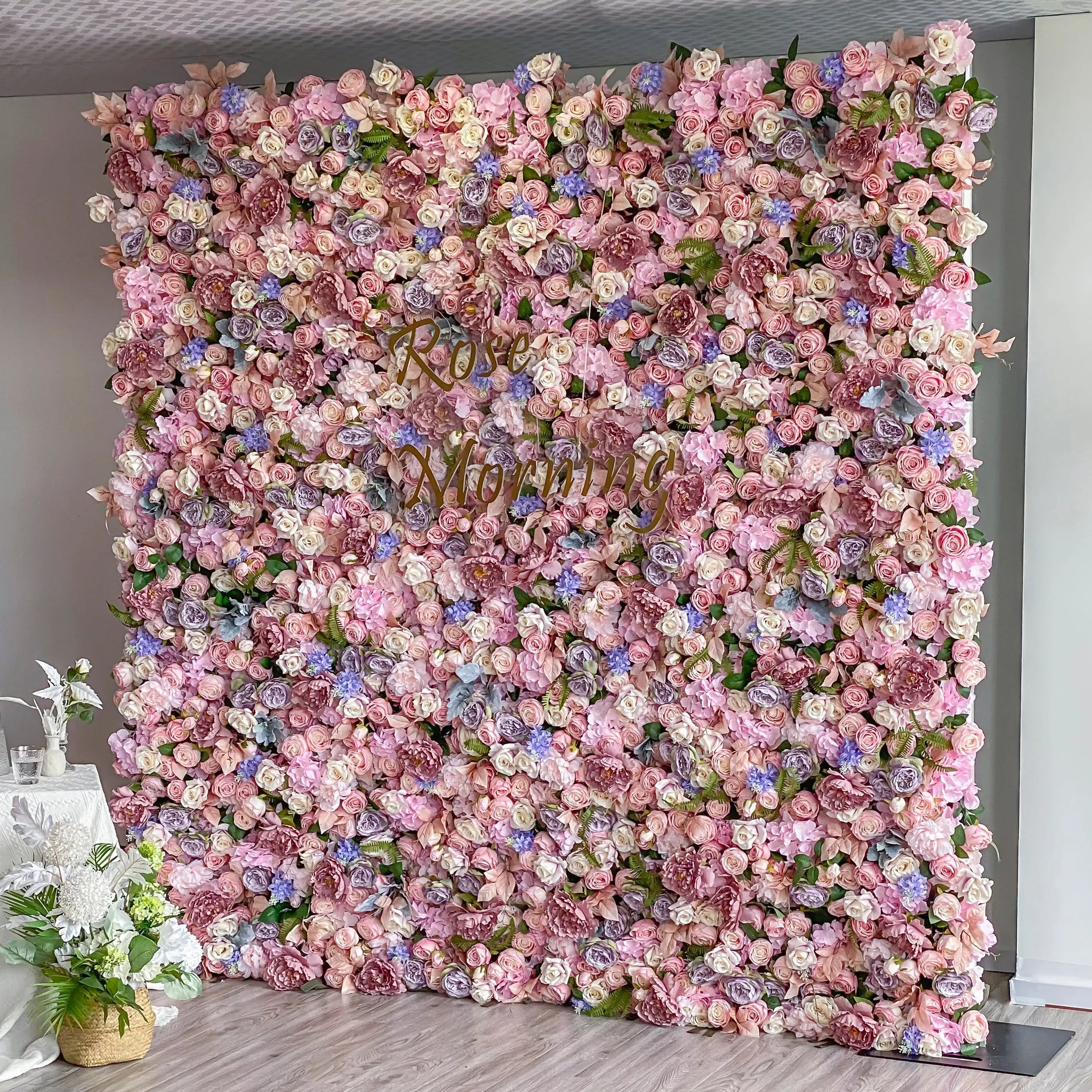 Parton：5D Garden Series New Fabric Artificial rolling up curtain flower wall Free Shipping