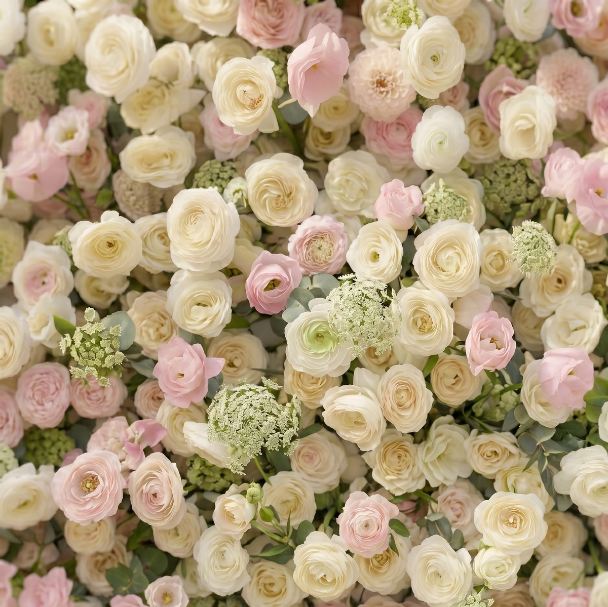 Pearlnora: Luxury 5D Pearl White & Blush Pink Silk Floral Wall Roll-Up Backdrop for Elegant Minimalist Weddings Free Shipping