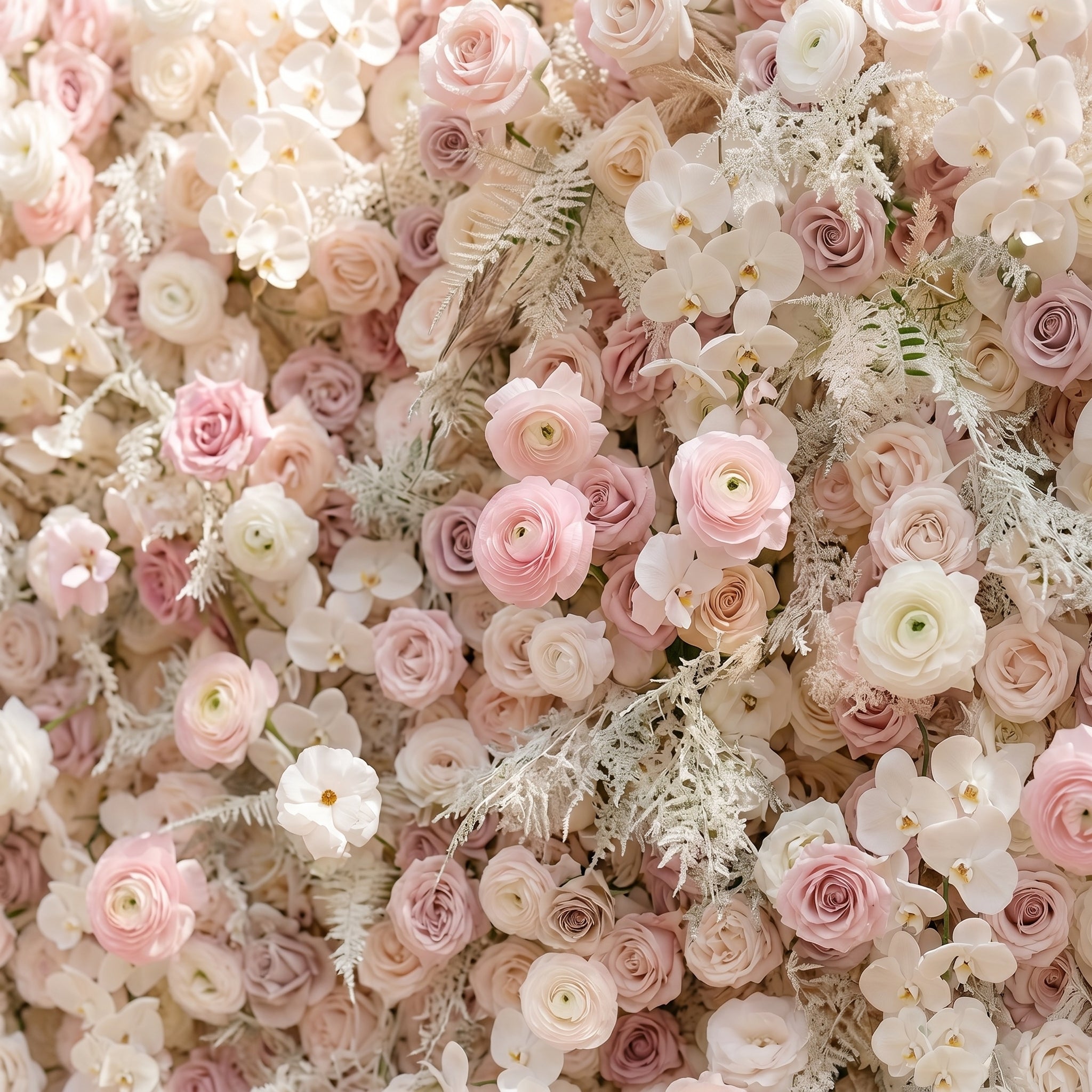 Valsora:5D Gradient Warm Blush Pink & Ivory White Silk Rose Flower Wall Roll-Up Fabric Backdrop for Romantic Weddings & Proposals Free Shipping