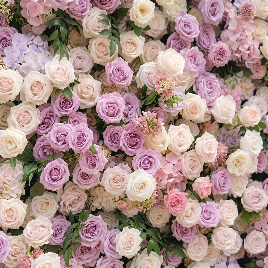 Peria:5D Gradient Lavender Purple & Blush Pink Silk Rose Flower Wall Roll-Up Fabric Backdrop for Romantic Weddings & Proposals Free Shipping