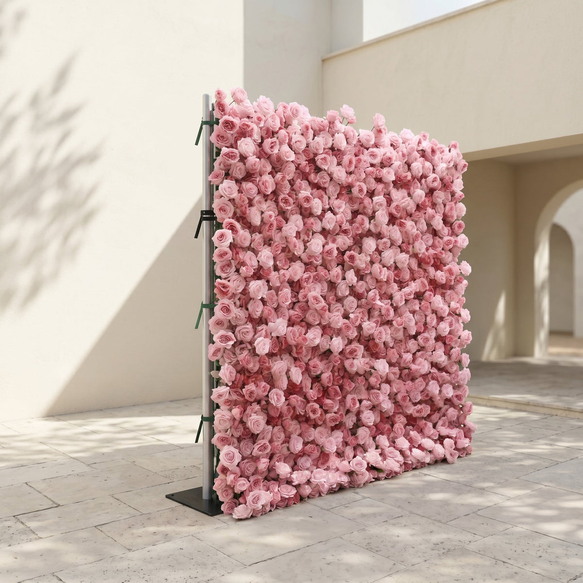 Perira: Luxury 5D Pink Silk Floral Wall Roll-Up Backdrop for Elegant Minimalist Weddings Free Shipping