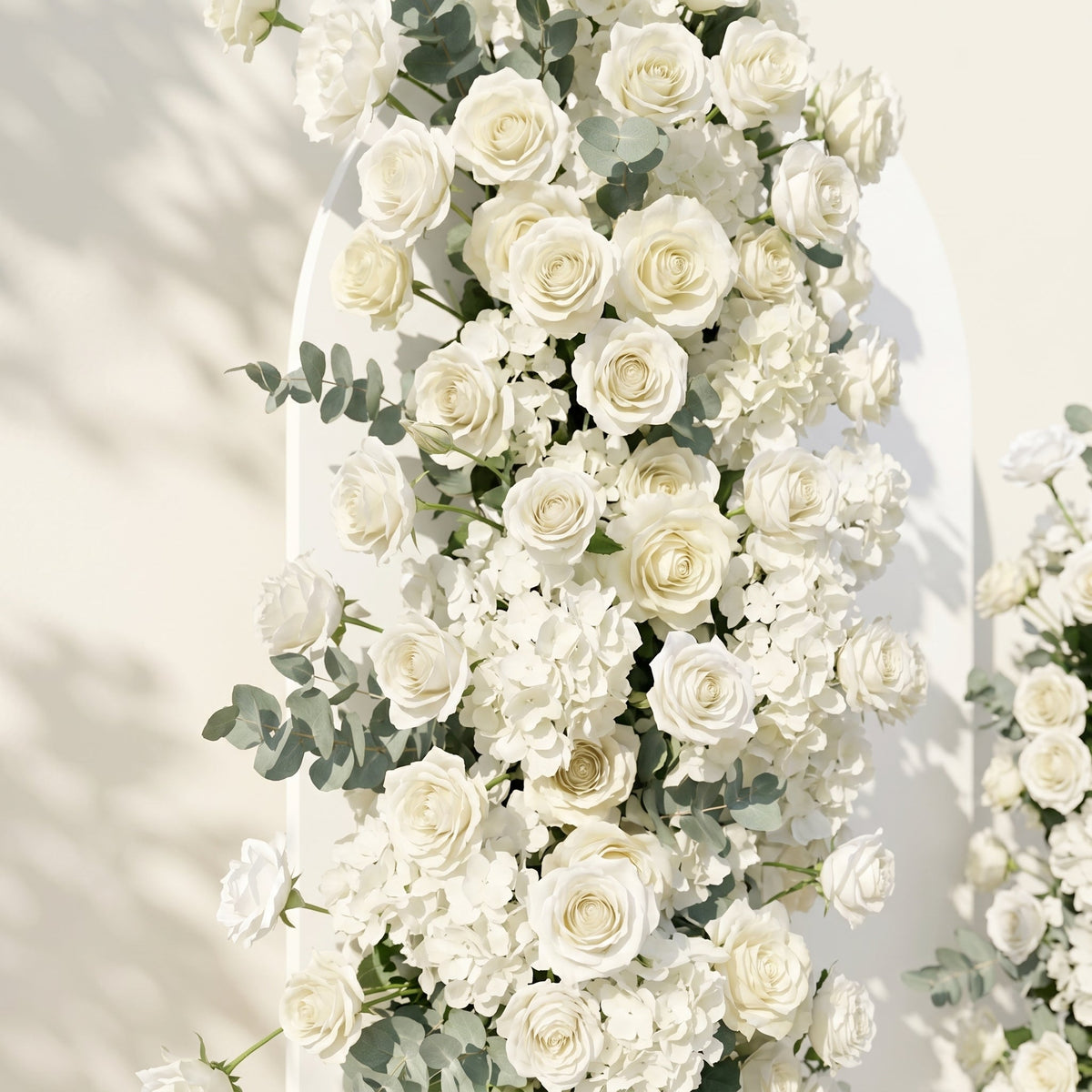 White Rose Eucalyptus Wedding Background Arch KT Backdrop Decorative Flower Row Excludes Frame