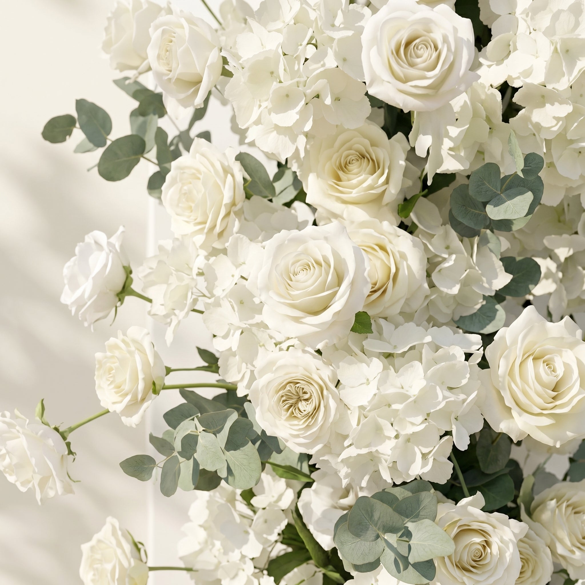 White Rose Eucalyptus Wedding Background Arch KT Backdrop Decorative Flower Row Excludes Frame